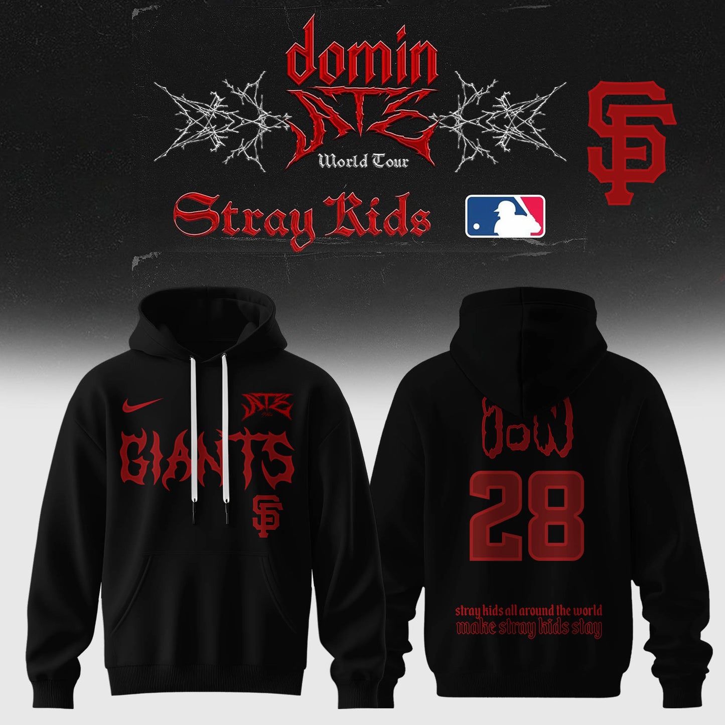 San Francisco Giants Baseball Hoodie x Stray Kids – DominATE World Tour 2025