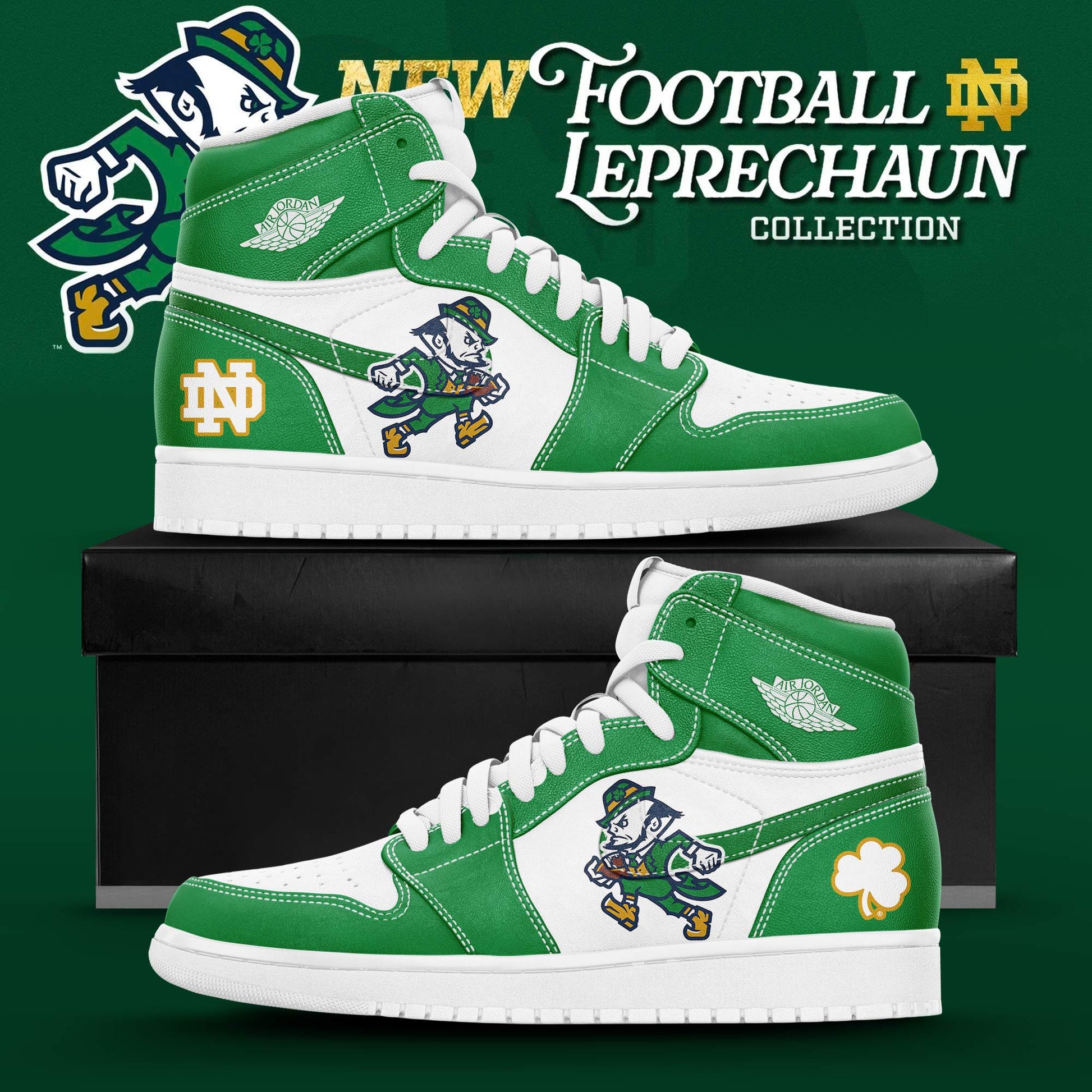 Notre Dame Fighting Irish Football Leprechaun 2025 New Air JD1 Sneaker