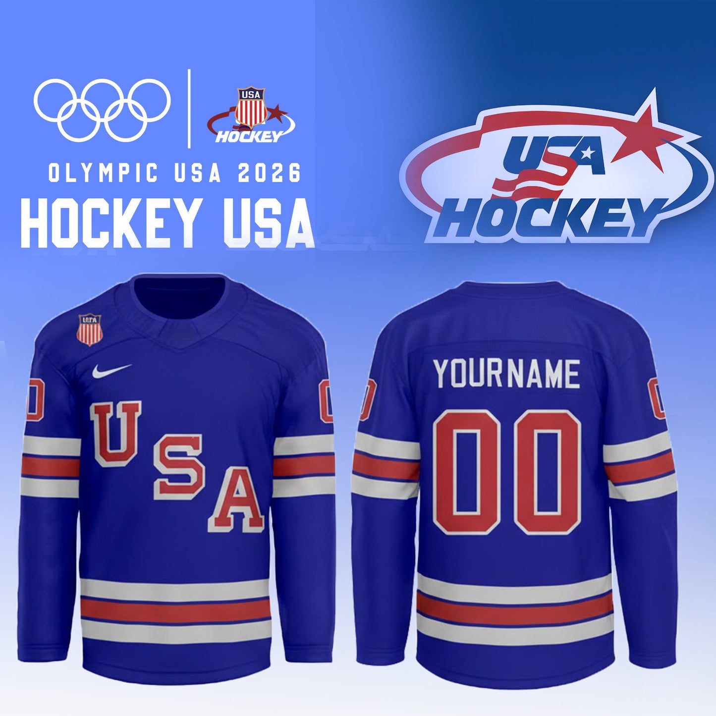 , USA 2026 Olympic Hockey Jersey Limited Edition Blue