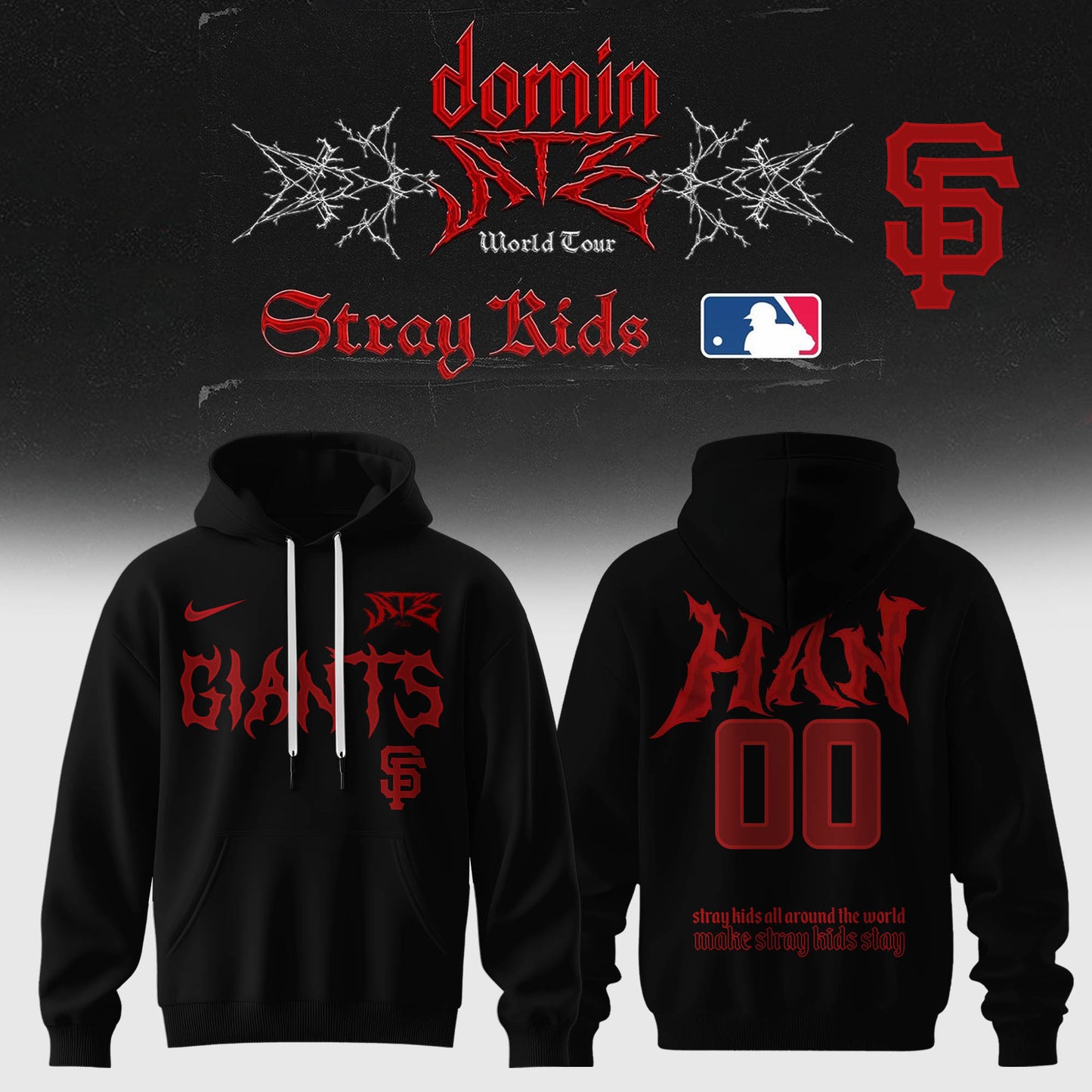 San Francisco Giants Baseball Hoodie x Stray Kids – DominATE World Tour 2025