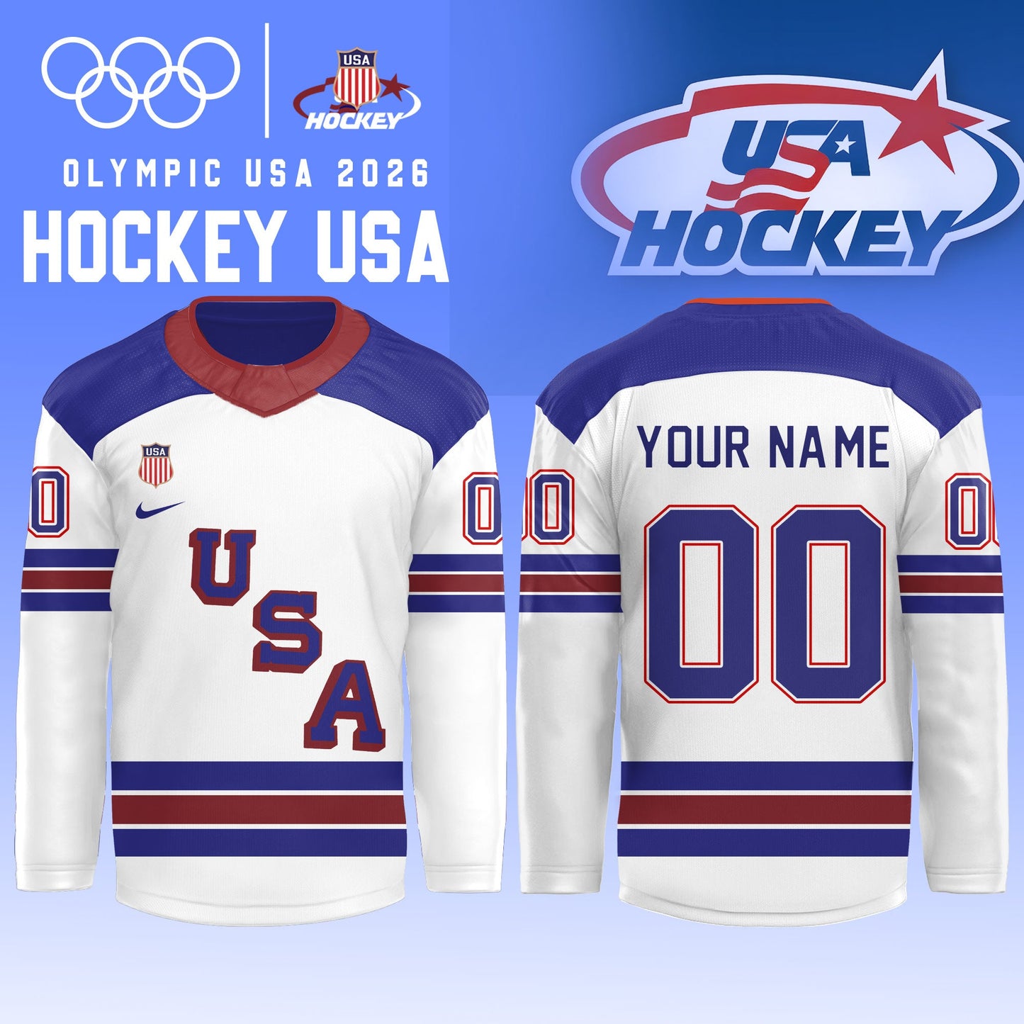 , USA 2026 Olympic Hockey Jersey Limited Edition White