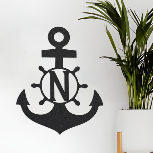 Metal Monogram Sign, Custom Metal Sign, Metal Name Sign, Initial Sign, Nautical Sign, Metal Monogram Letters, Home Decor, Anchor Sign