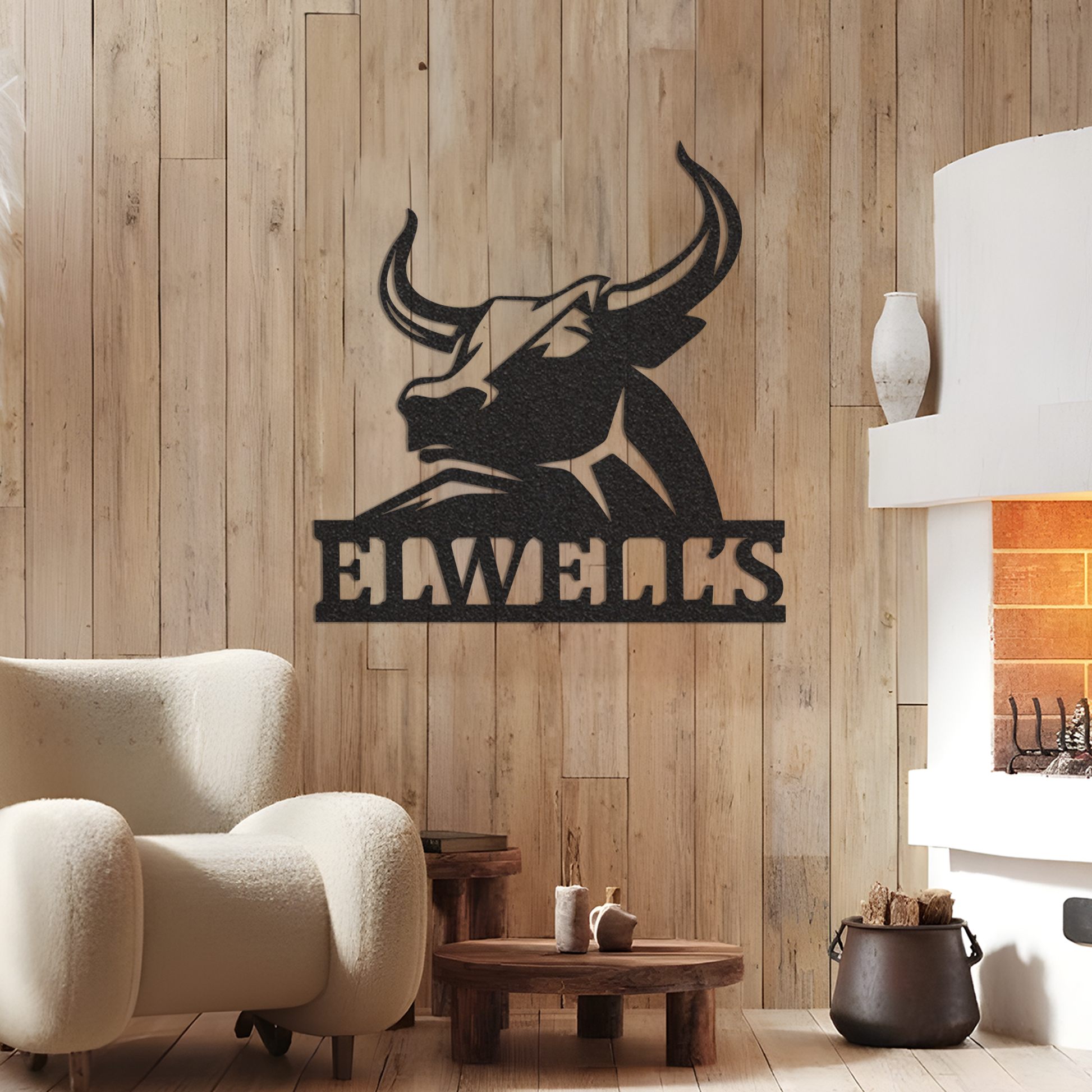Personalized Family Name Bull Metal Sign / Metal Wall Decor / Monogram Name Sign / Home Decor / Personalized Bull Decor