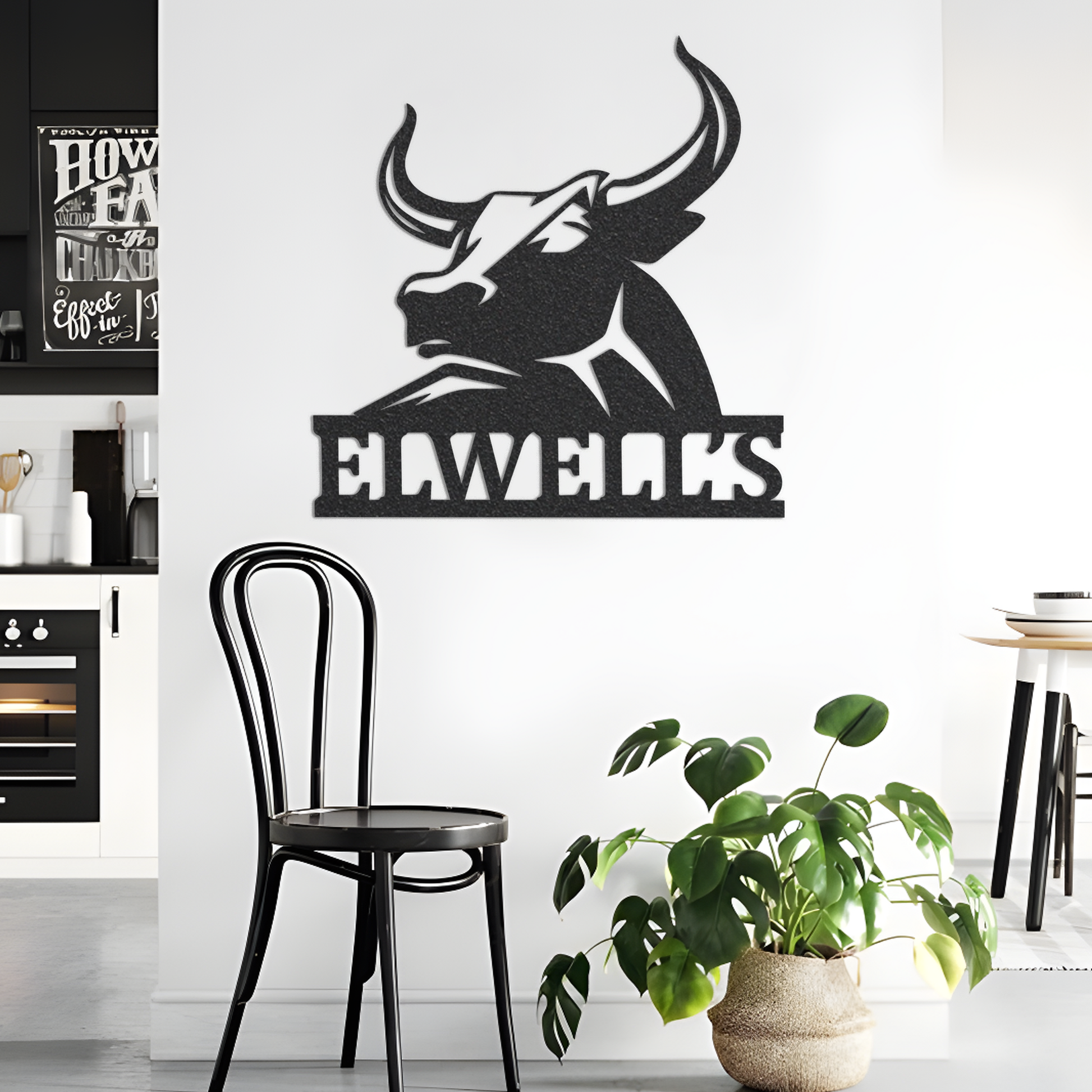 Personalized Family Name Bull Metal Sign / Metal Wall Decor / Monogram Name Sign / Home Decor / Personalized Bull Decor