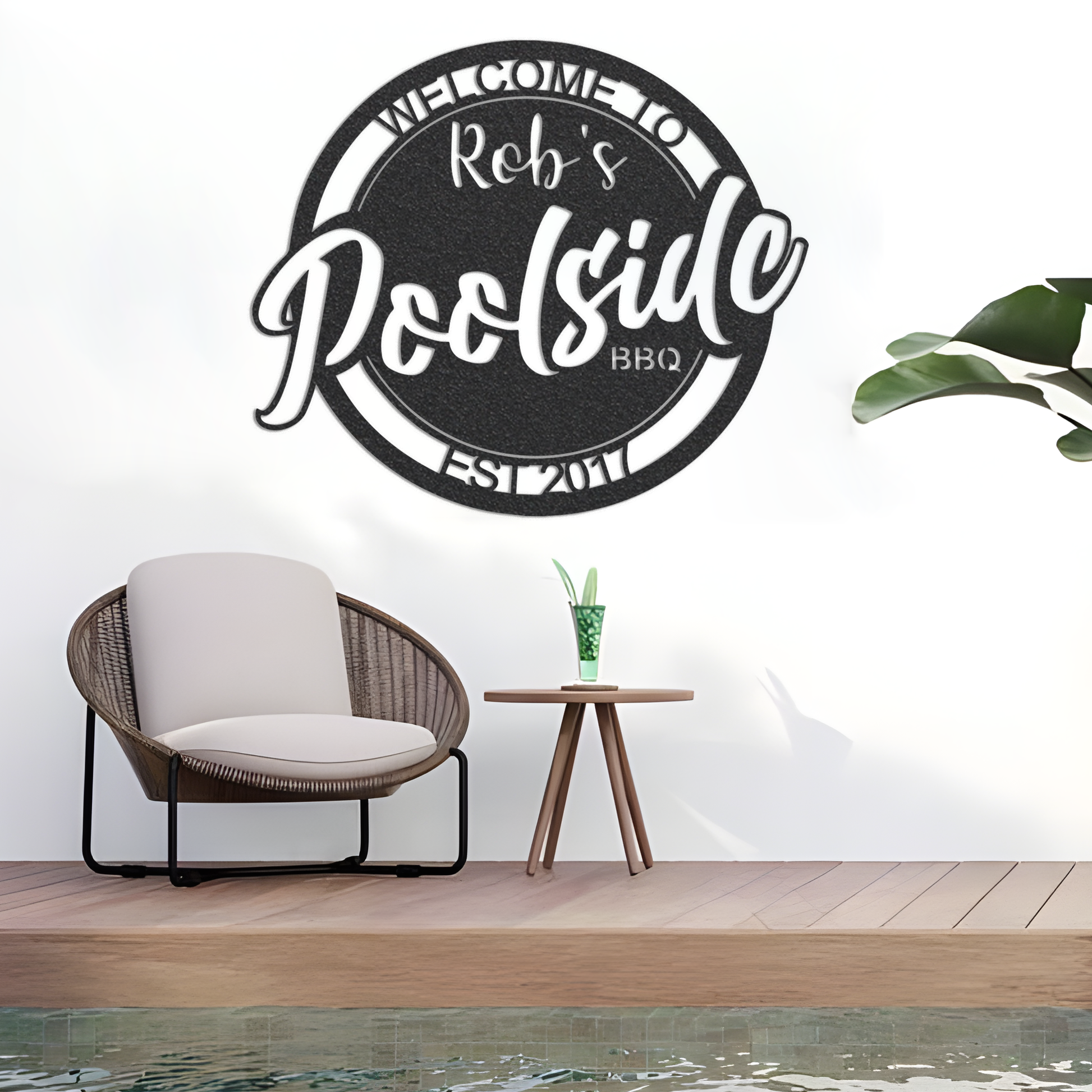 Personalized Backyard Poolside BBQ Metal Sign / Outdoor Wall Decor / Metal Decor / Pool BBQ Decor / Personalized Home Decor / Metal Wall Art