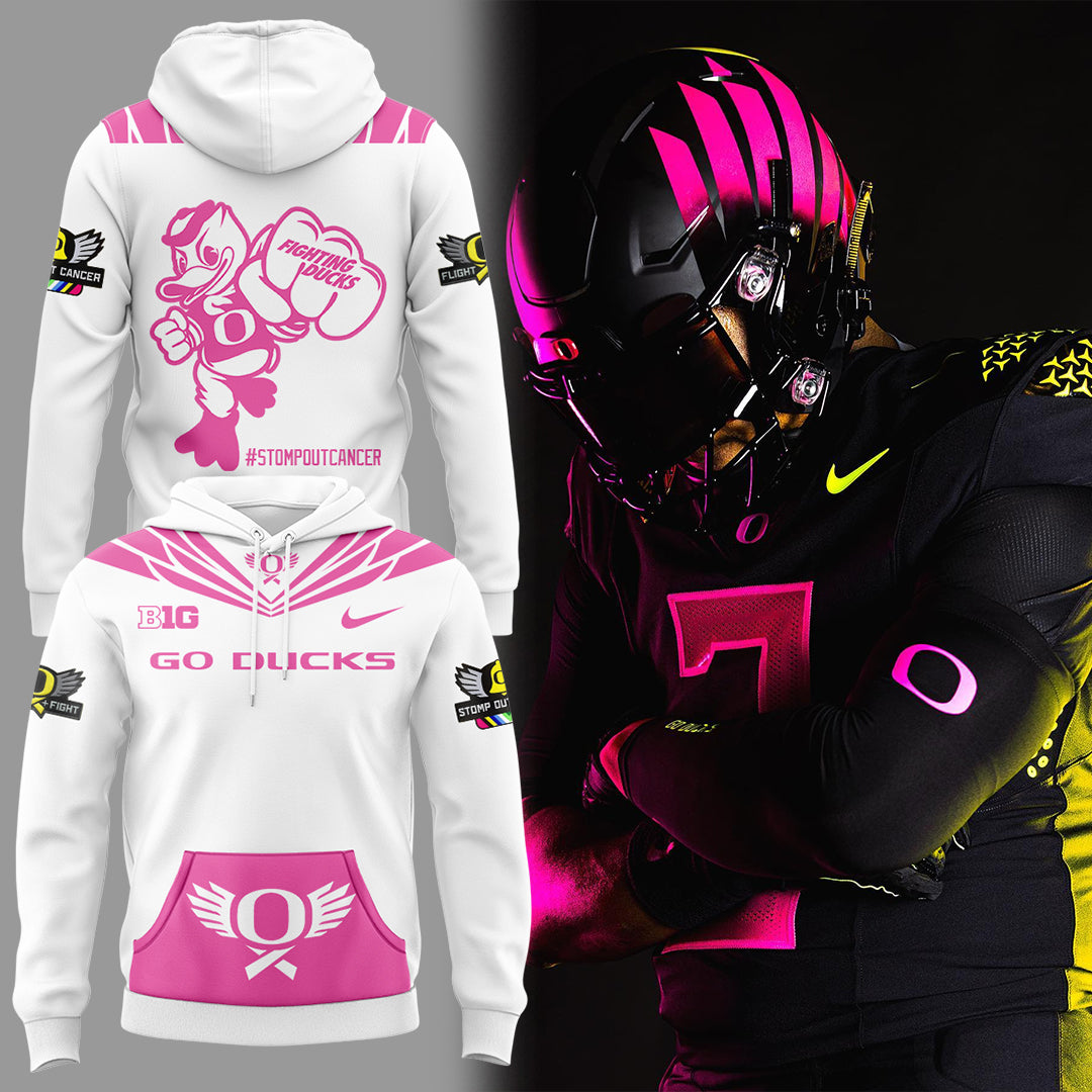 Limited Edition Oregon Ducks Breast Cancer Hoodie V2