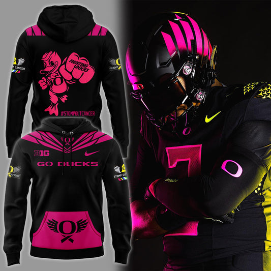 Limited Edition Oregon Ducks Breast Cancer Hoodie V3
