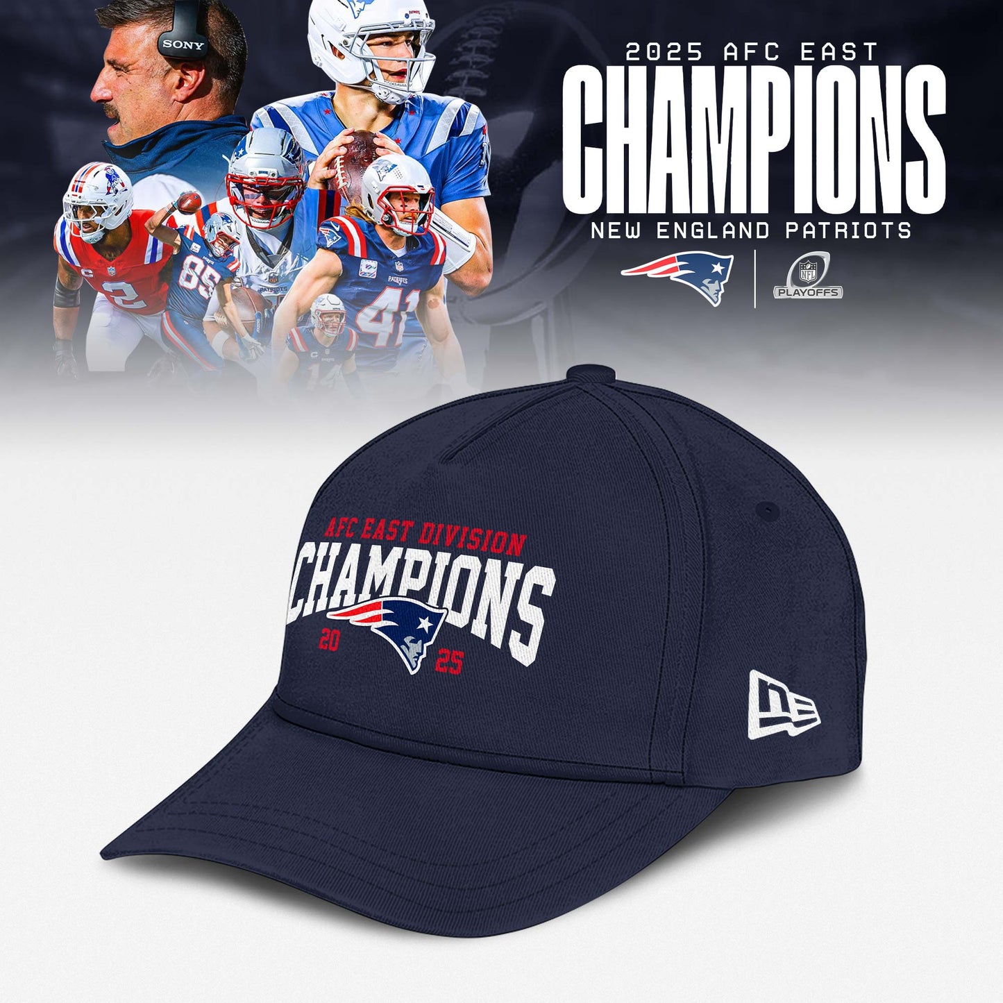 New England Patriots 2025 AFC East Champions T-Shirt Limited Edition
