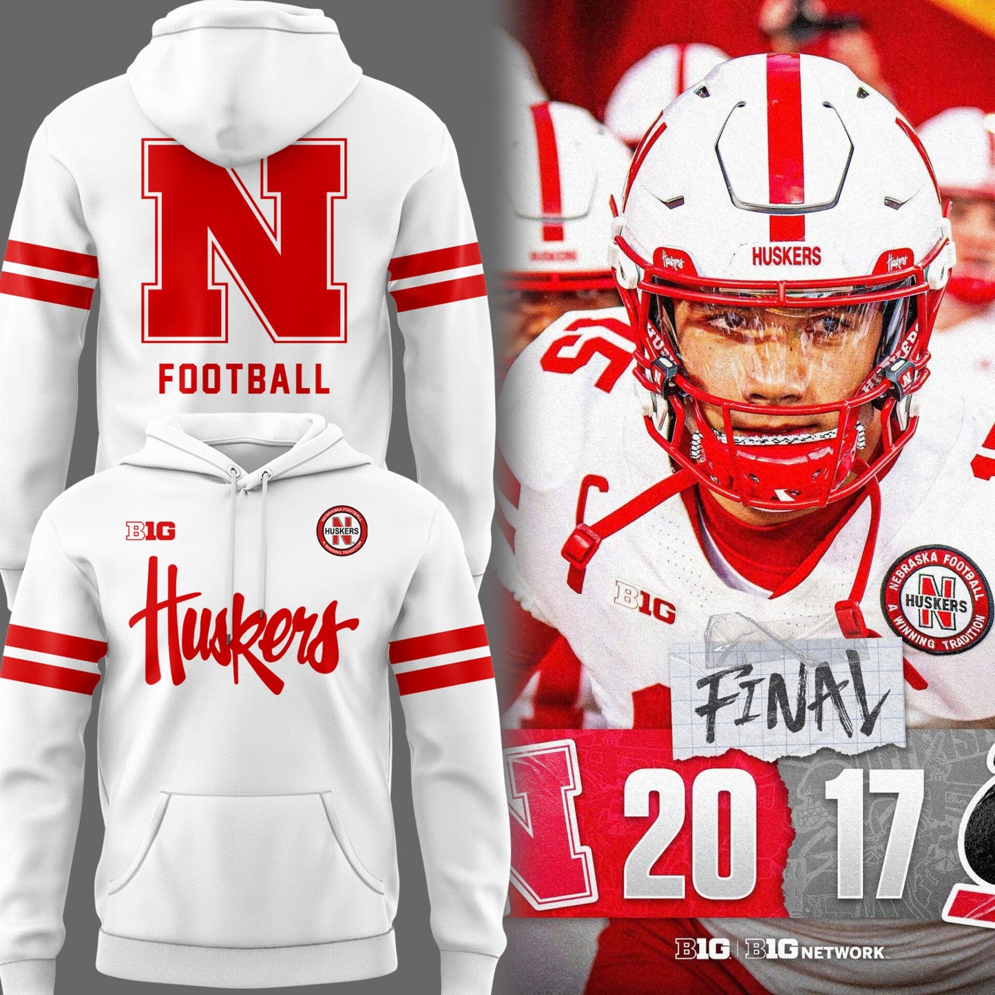 Limited Edition Nebraska Football White Hoodie