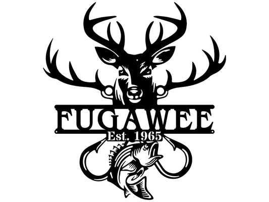 Custom Deer Metal Name Sign, Fishing Wall Art, Hunter Name Sign, Metal Wall Art, Personalized Sign, Family Name Sign, Hunter Gift