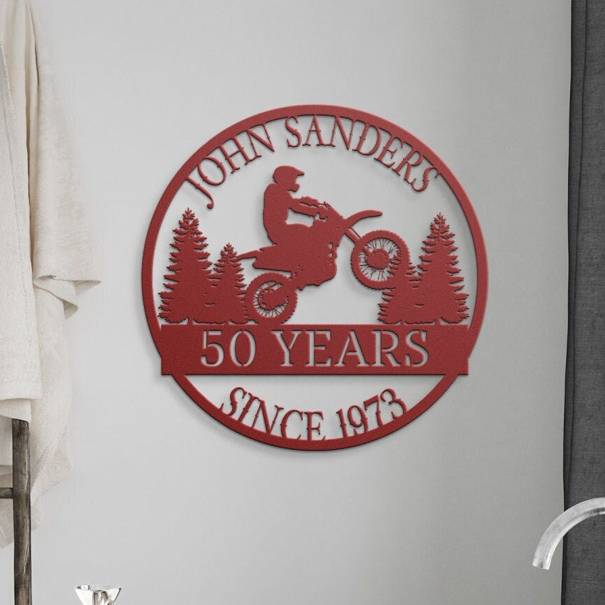50th Birthday Gift For Men, Birthday Metal Sign, Gift For Husband, Boyfriend, Father, Personalized Birthday Sign, Custom Motorcycle Sign