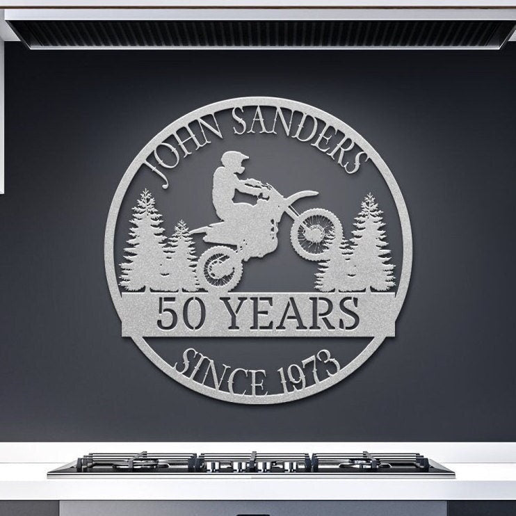 50th Birthday Gift For Men, Birthday Metal Sign, Gift For Husband, Boyfriend, Father, Personalized Birthday Sign, Custom Motorcycle Sign