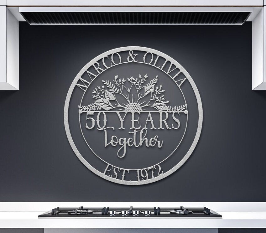50th Anniversary Gift, Anniversary Gift For Parents, Golden Anniversary, 50 Year Anniversary Sign, Wedding Anniversary Metal Wall Art