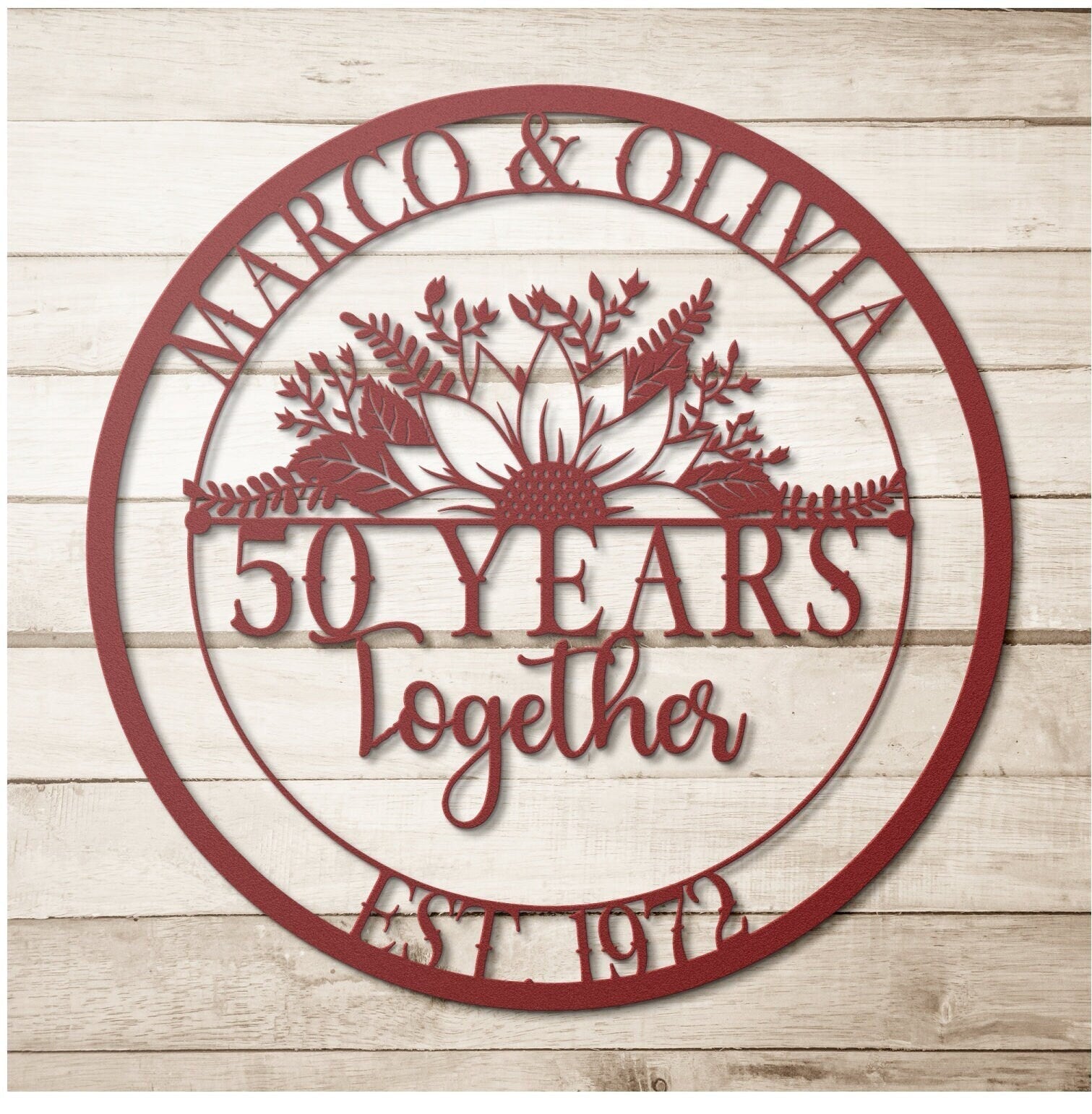 50th Anniversary Gift, Anniversary Gift For Parents, Golden Anniversary, 50 Year Anniversary Sign, Wedding Anniversary Metal Wall Art