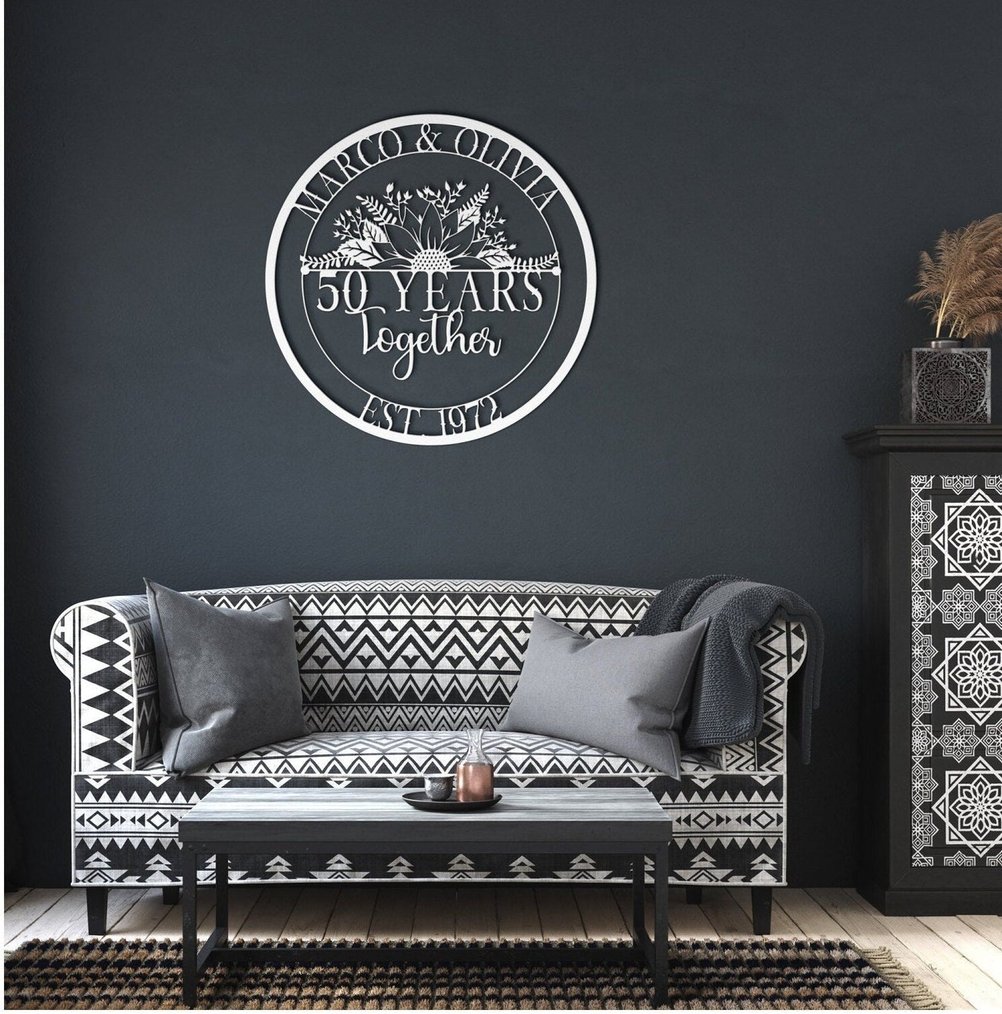 50th Anniversary Gift, Anniversary Gift For Parents, Golden Anniversary, 50 Year Anniversary Sign, Wedding Anniversary Metal Wall Art