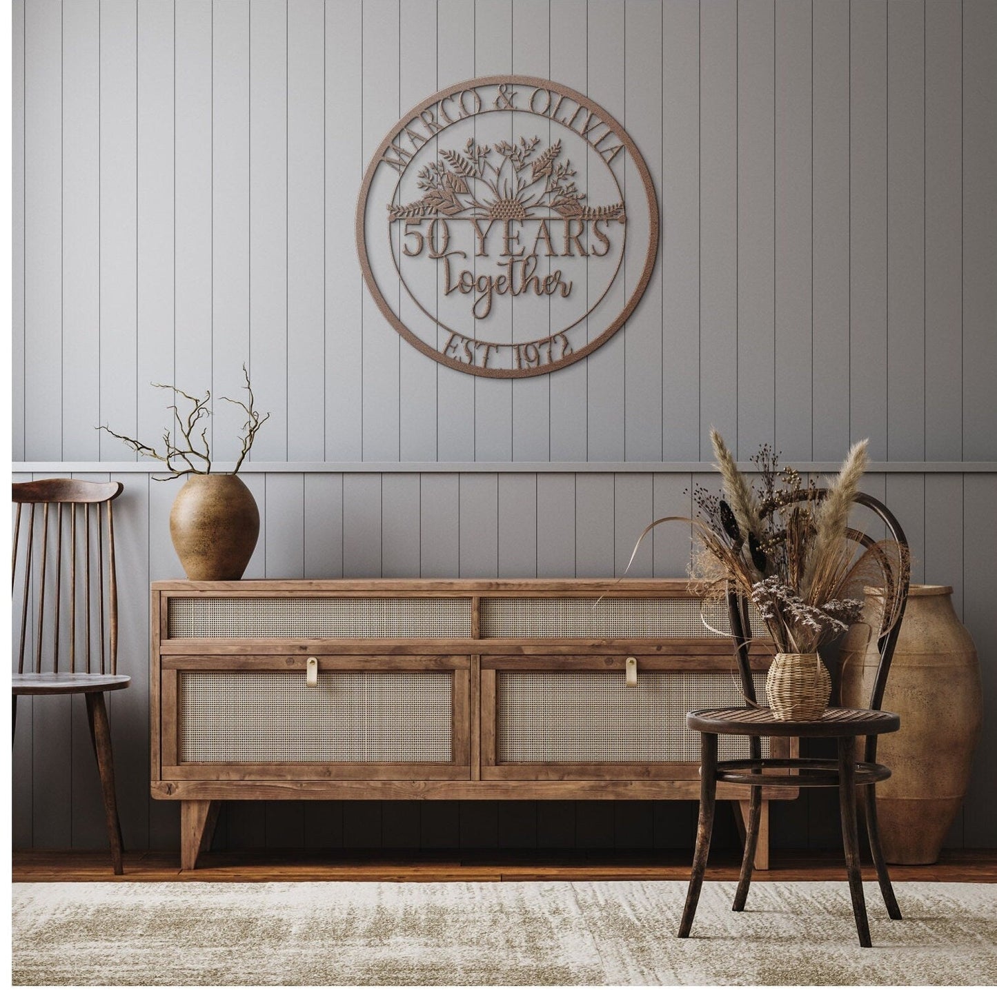 50th Anniversary Gift, Anniversary Gift For Parents, Golden Anniversary, 50 Year Anniversary Sign, Wedding Anniversary Metal Wall Art