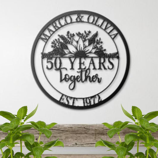 50th Anniversary Gift, Anniversary Gift For Parents, Golden Anniversary, 50 Year Anniversary Sign, Wedding Anniversary Metal Wall Art