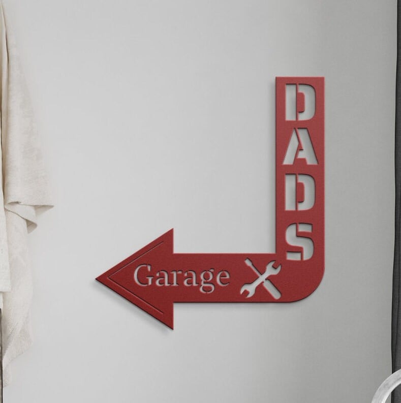 Dads Garage Metal Sign, Fathers Day Metal Art, Personalized Gift for Dad, Dad Name Sign, Fathers Day Gift, Garage Wall Sign, Metal Dad Gift