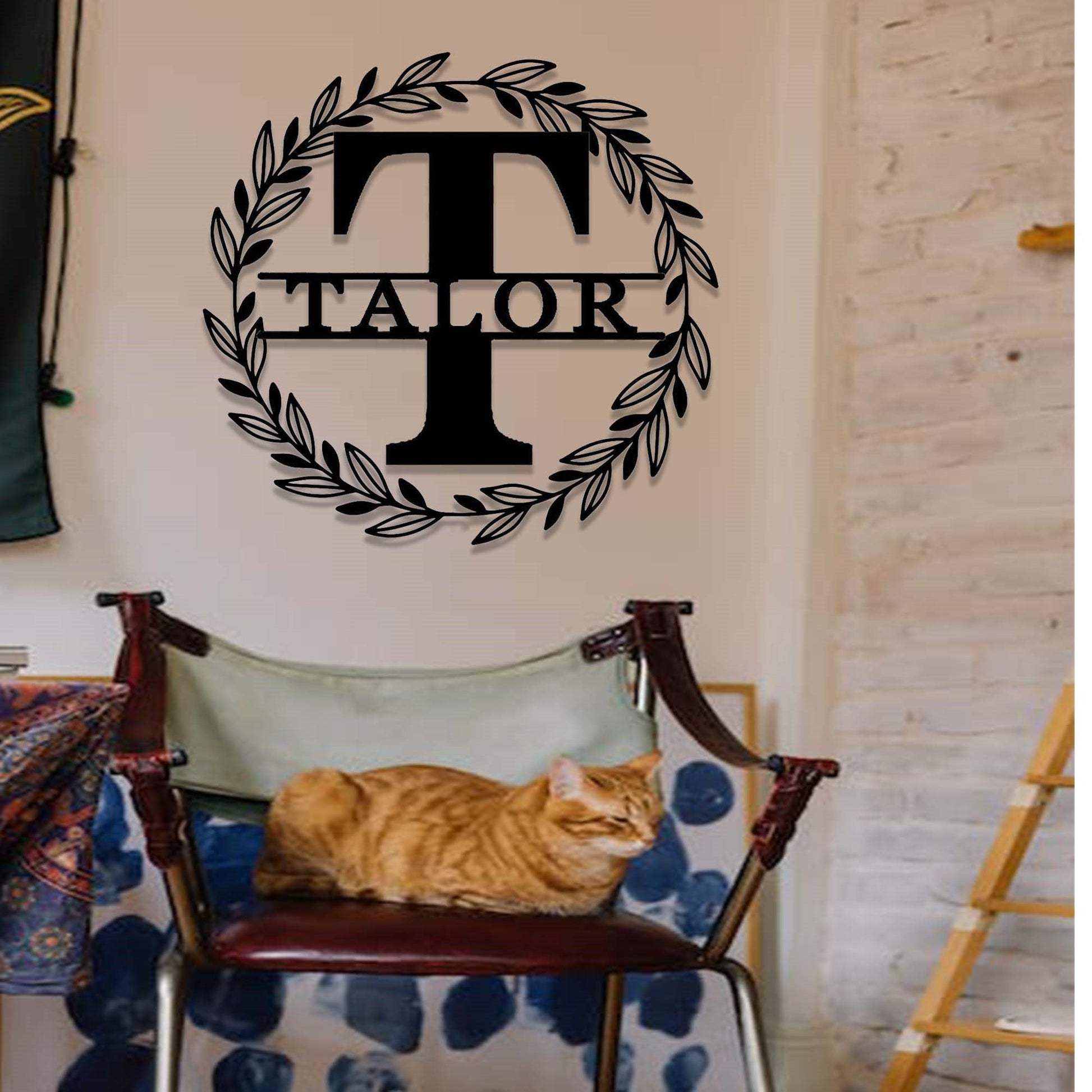 Custom Family Name Metal Sign,Monogram Metal Wall Decor,Personalized Last Name Sign,Wedding Gift,Initial Split Letter Monogram Wall Art