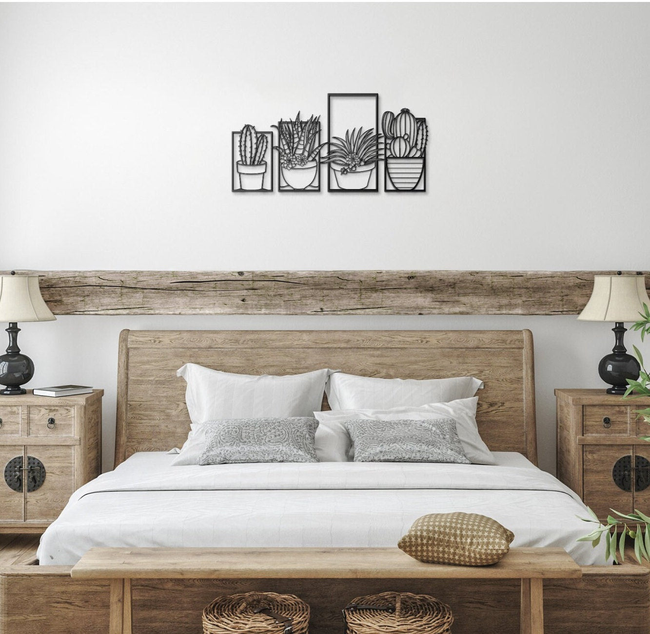 Metal Cactus 4 Pieces Wall Art, Cactus Metal Sign, Housewarming Gift, Wall Hanging Cactus Sign, Large Metal Wall Art, Metal Cactus Decor