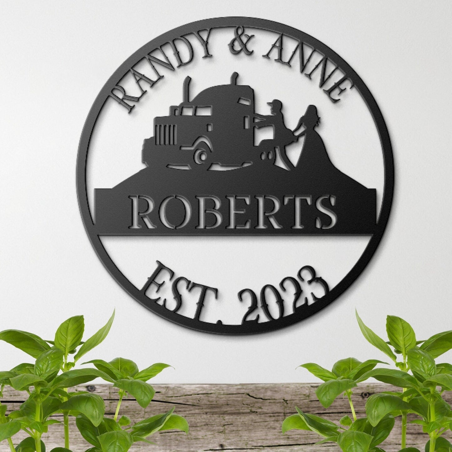 Truck Driver Wedding Sign, Wedding Gift, Last Name Established Sign, Family Name Sign, Truck Driver Sign, Wedding Monogram, Couple Gift