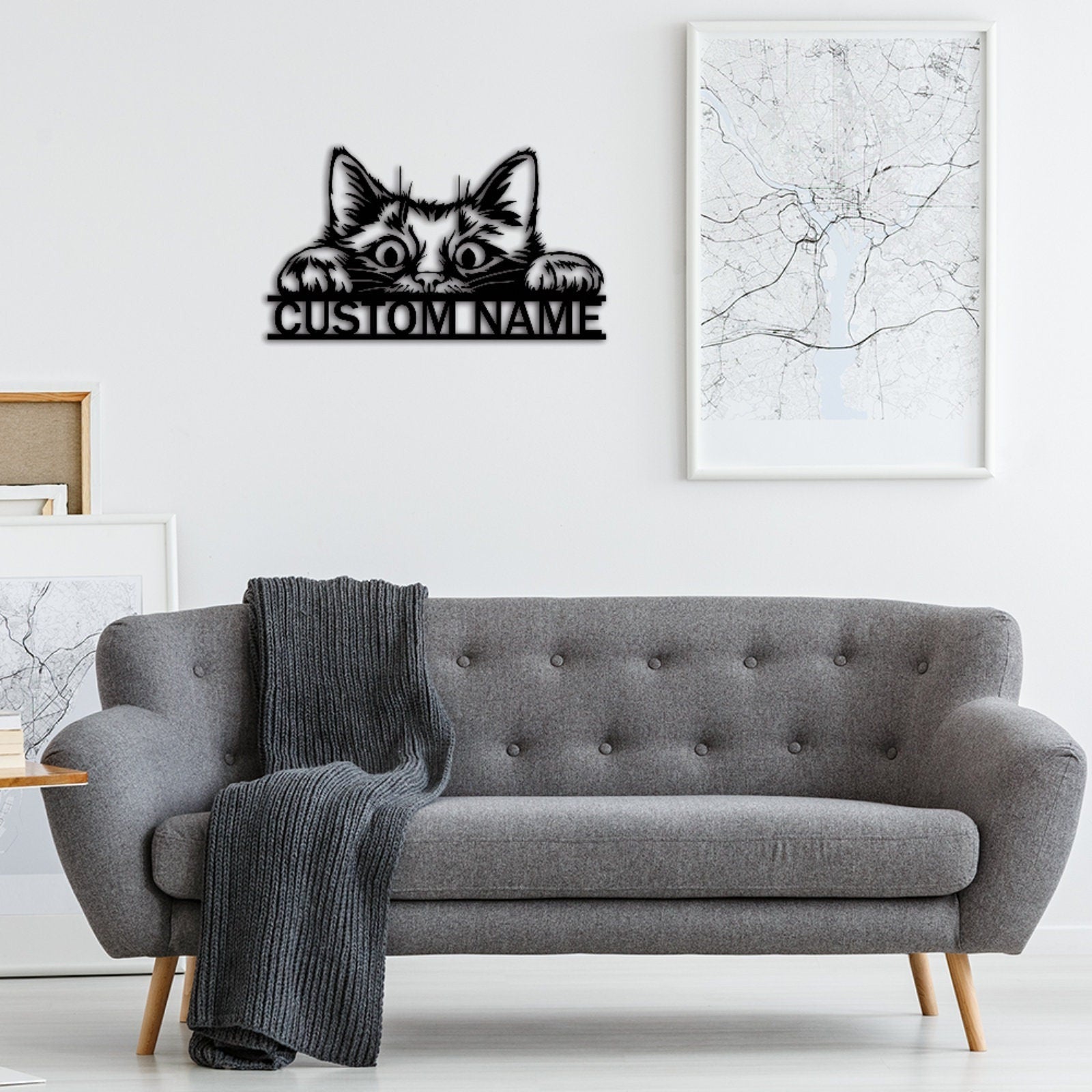 Cat Metal Sign,Cat Wall Art,Custom Cat Name Sign,Pet Lover Gift,Personalized Cat Sign,Cat Wall Decor,Room Decoration,Indoor Decor