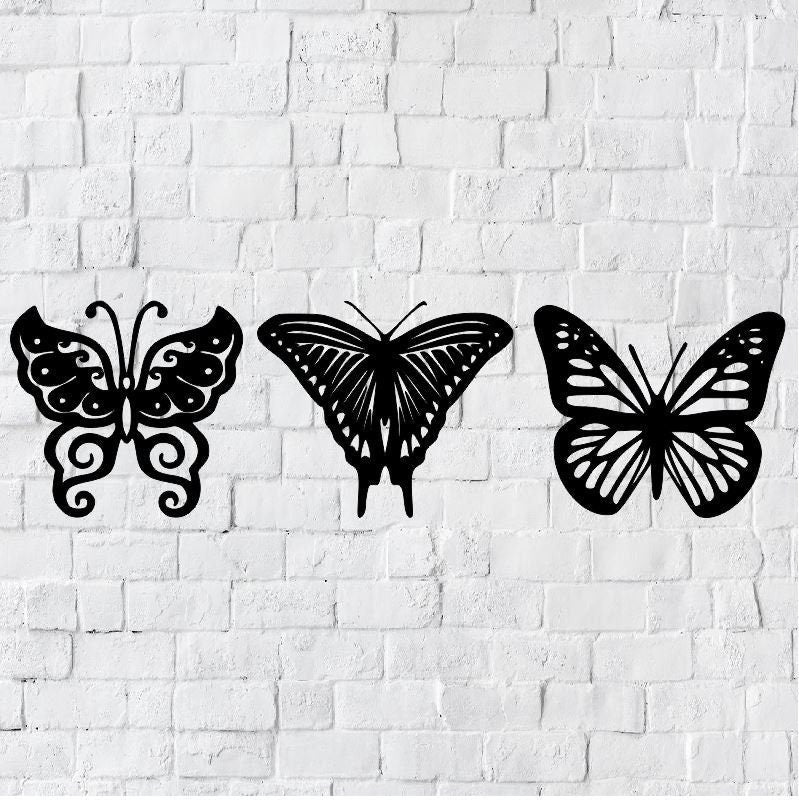 Butterfly Home Decor / Three Butterflies Wall Art / Butterflies Wall Art / Butterfly Wall Art / Wall Art / Metal Wall Decor