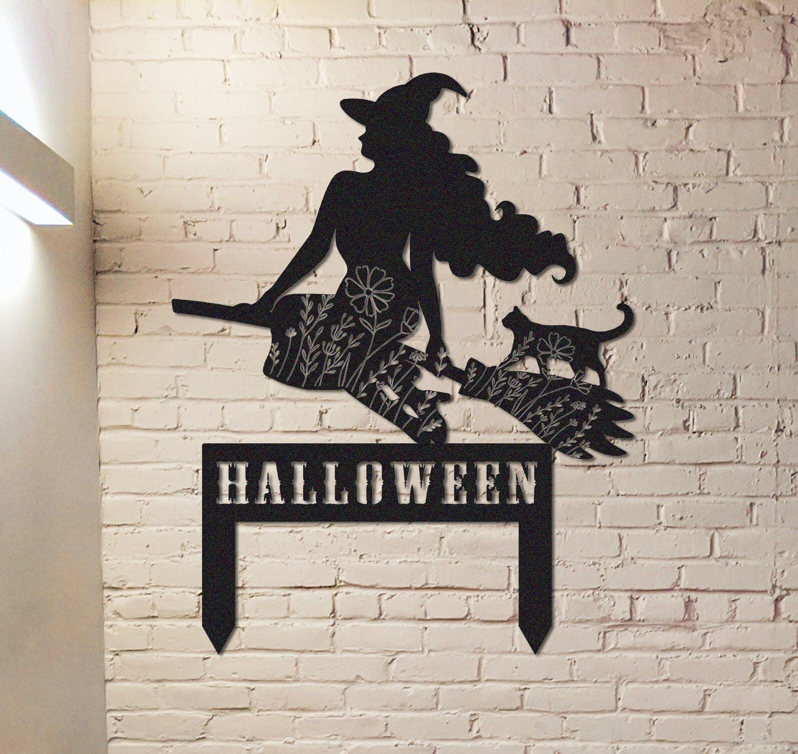 Witch Flying on a Broomstick Stake Sign,Custom Halloween Stake Sign,Halloween Gift Personalized,Witch Halloween Decor,Witch on a broom art