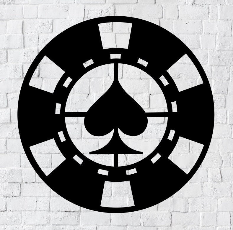 Poker Chip Metal Art / Poker Metal Art / Poker Metal Wall Art / Poker Sign / gambling Home Decor