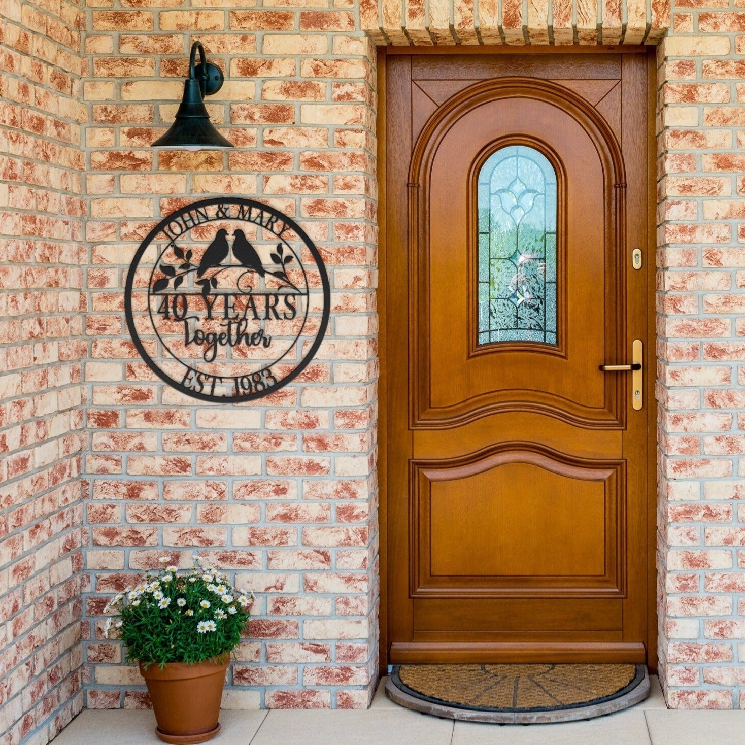 40th Anniversary Gift, Wedding Anniversary Sign, Doves Metal Sign, Ruby Anniversary Gift, Gift For Husband, Custom Monogram Sign