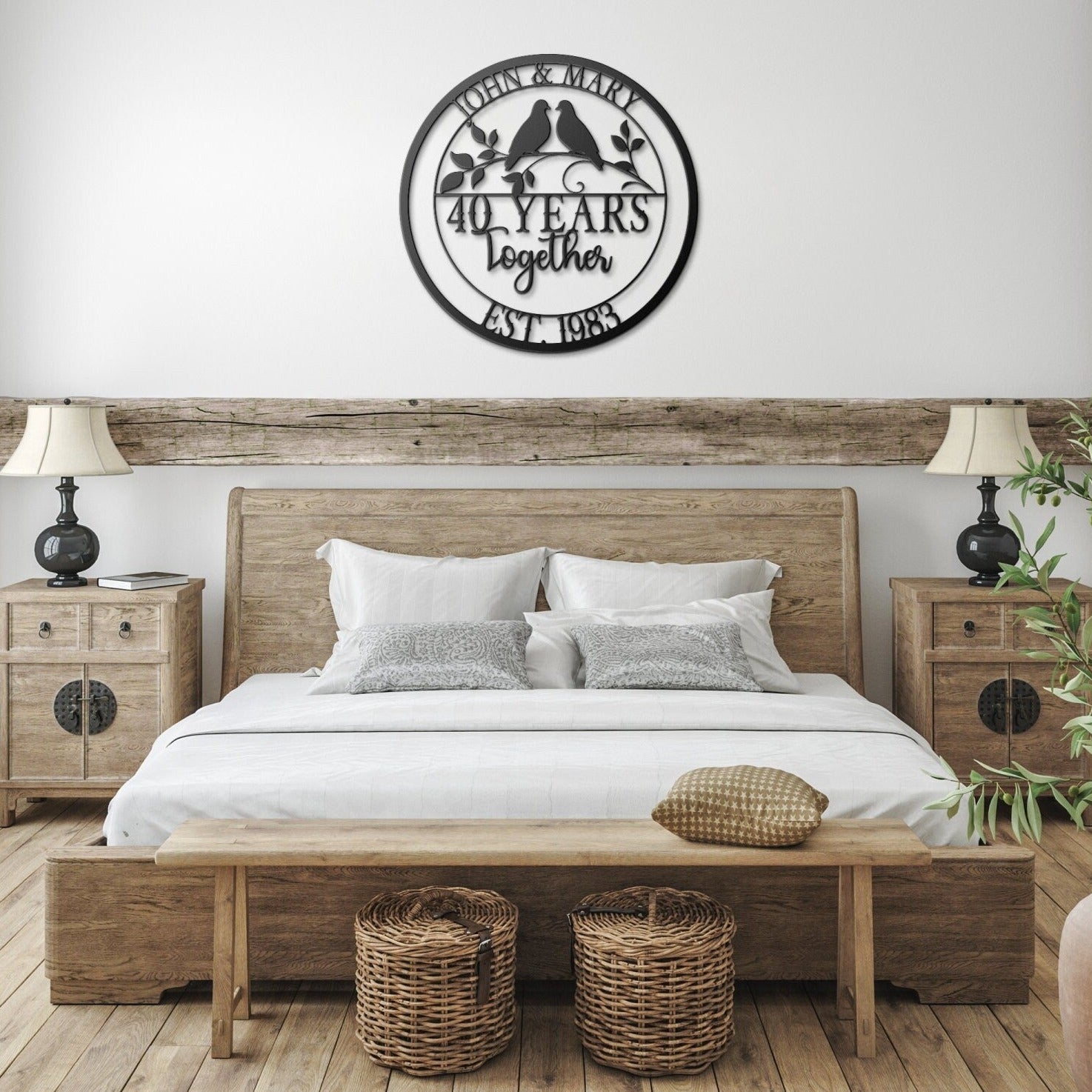 40th Anniversary Gift, Wedding Anniversary Sign, Doves Metal Sign, Ruby Anniversary Gift, Gift For Husband, Custom Monogram Sign