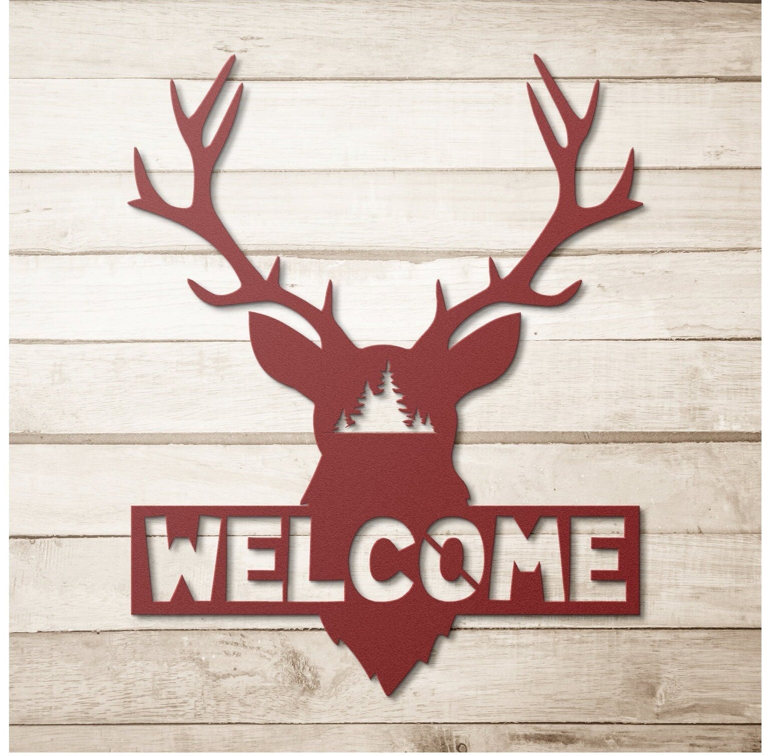 Welcome Deer Metal Sign, Deer Metal Wall Decor, Metal Welcome Sign, Large Metal Wall Art, Outdoor Metal Sign, Deer Housewarming Gift