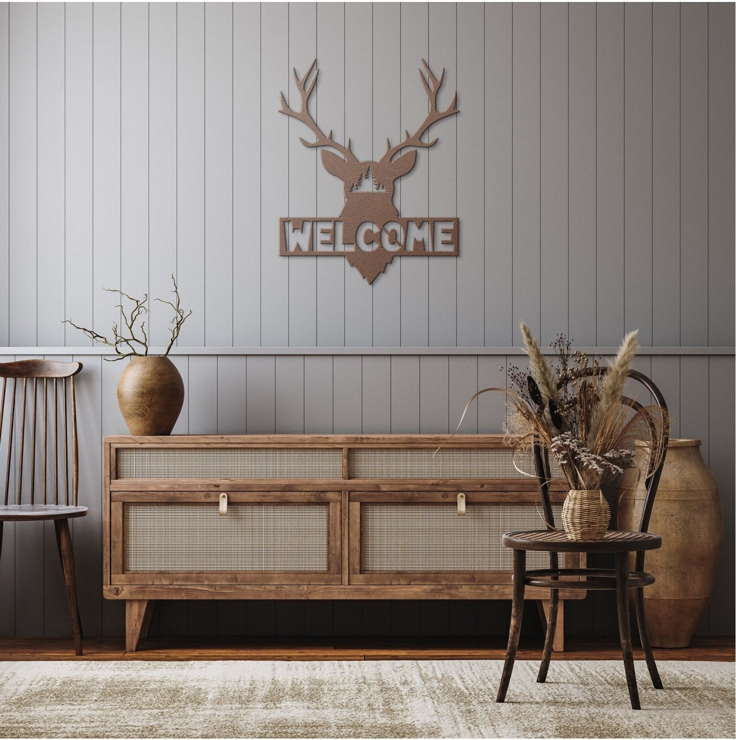 Welcome Deer Metal Sign, Deer Metal Wall Decor, Metal Welcome Sign, Large Metal Wall Art, Outdoor Metal Sign, Deer Housewarming Gift