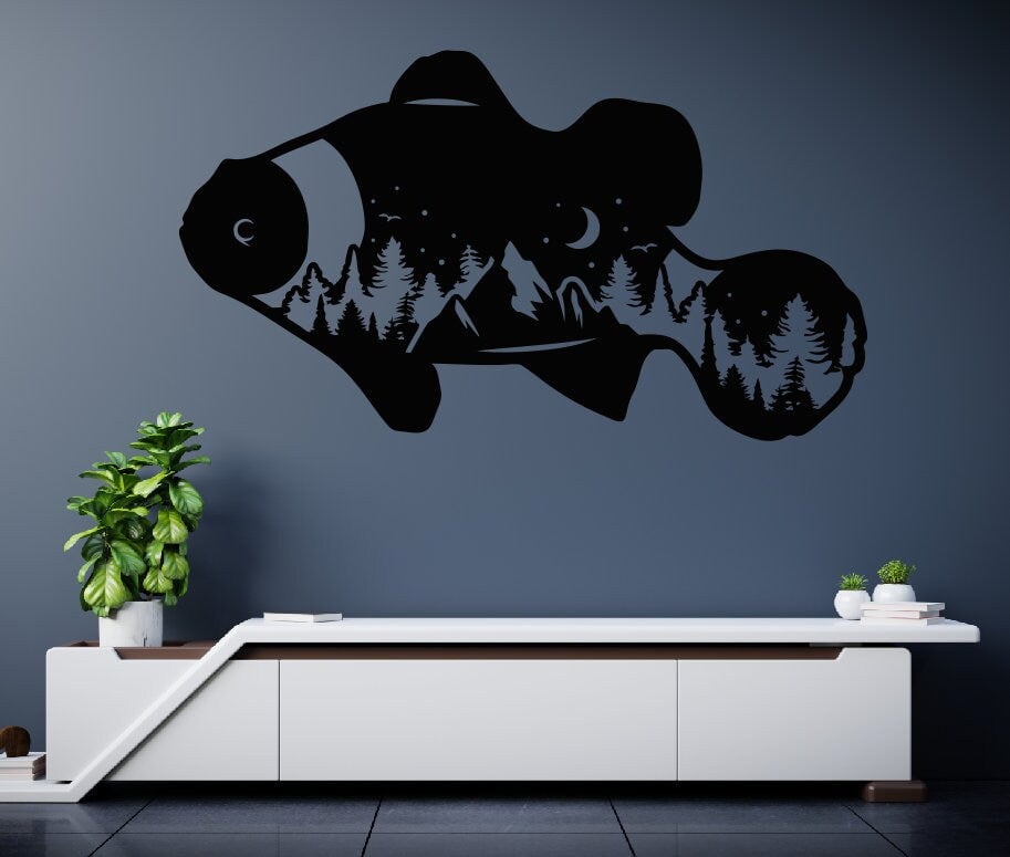Clownfish Metal Home Decor / Mountain Clown Fish Wall Art / Mountain Metal Wall Art / Metal Wall Art / Wall Art / Metal Wall Decor