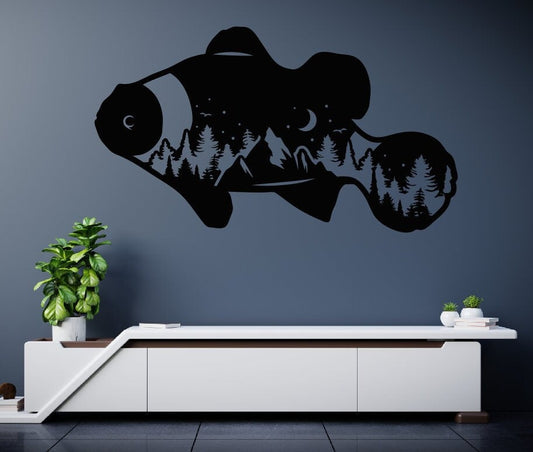 Clownfish Metal Home Decor / Mountain Clown Fish Wall Art / Mountain Metal Wall Art / Metal Wall Art / Wall Art / Metal Wall Decor
