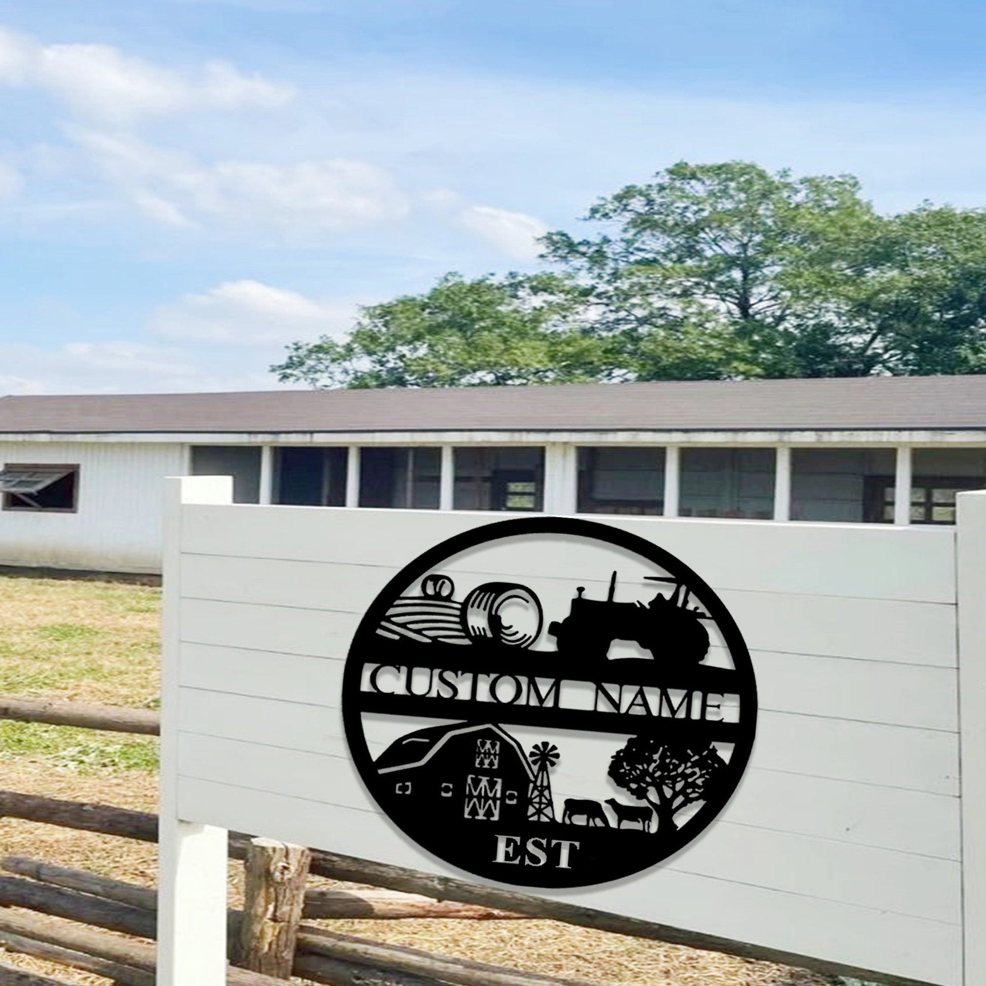 Custom Farm Metal Sign,Farm Entrance Tractor Sign,Personalized Farmhouse Sign,Metal Farmhouse Decor,Ranch Sign,Cabin Barn Decor,Farmer Gift