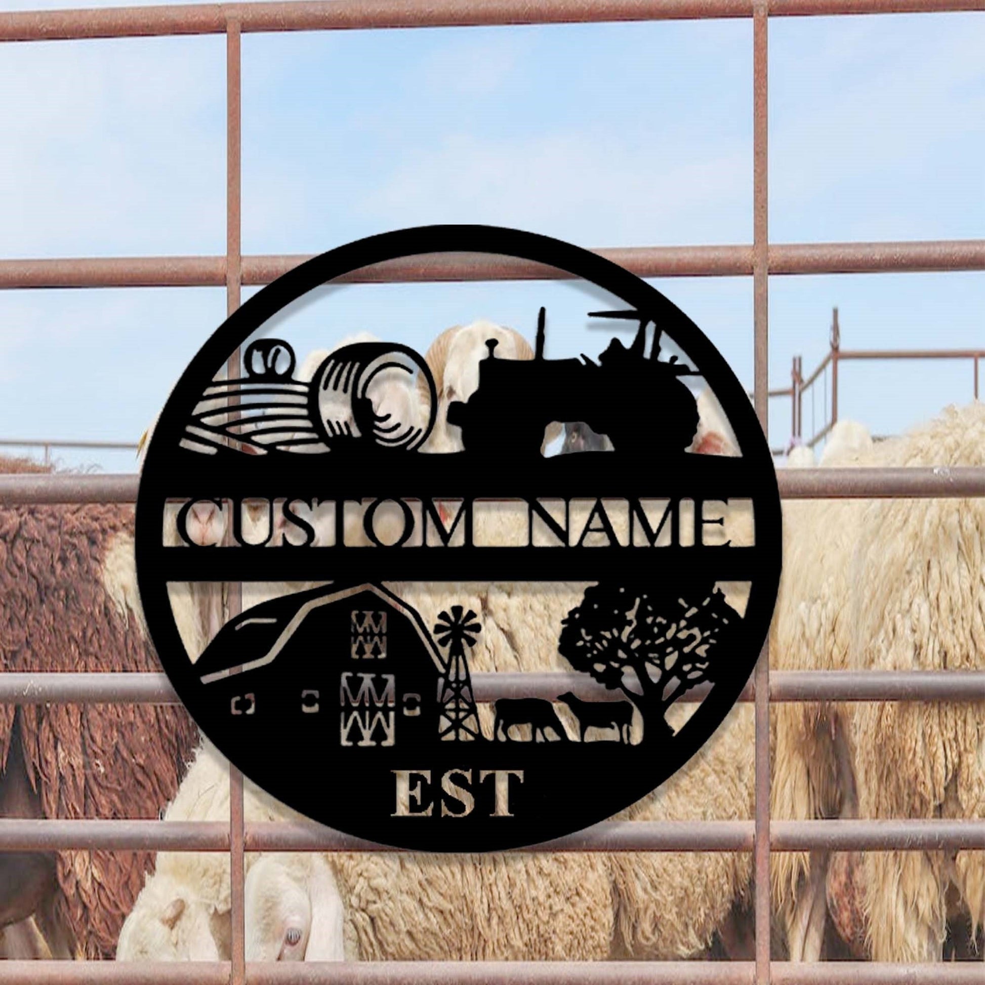 Custom Farm Metal Sign,Farm Entrance Tractor Sign,Personalized Farmhouse Sign,Metal Farmhouse Decor,Ranch Sign,Cabin Barn Decor,Farmer Gift