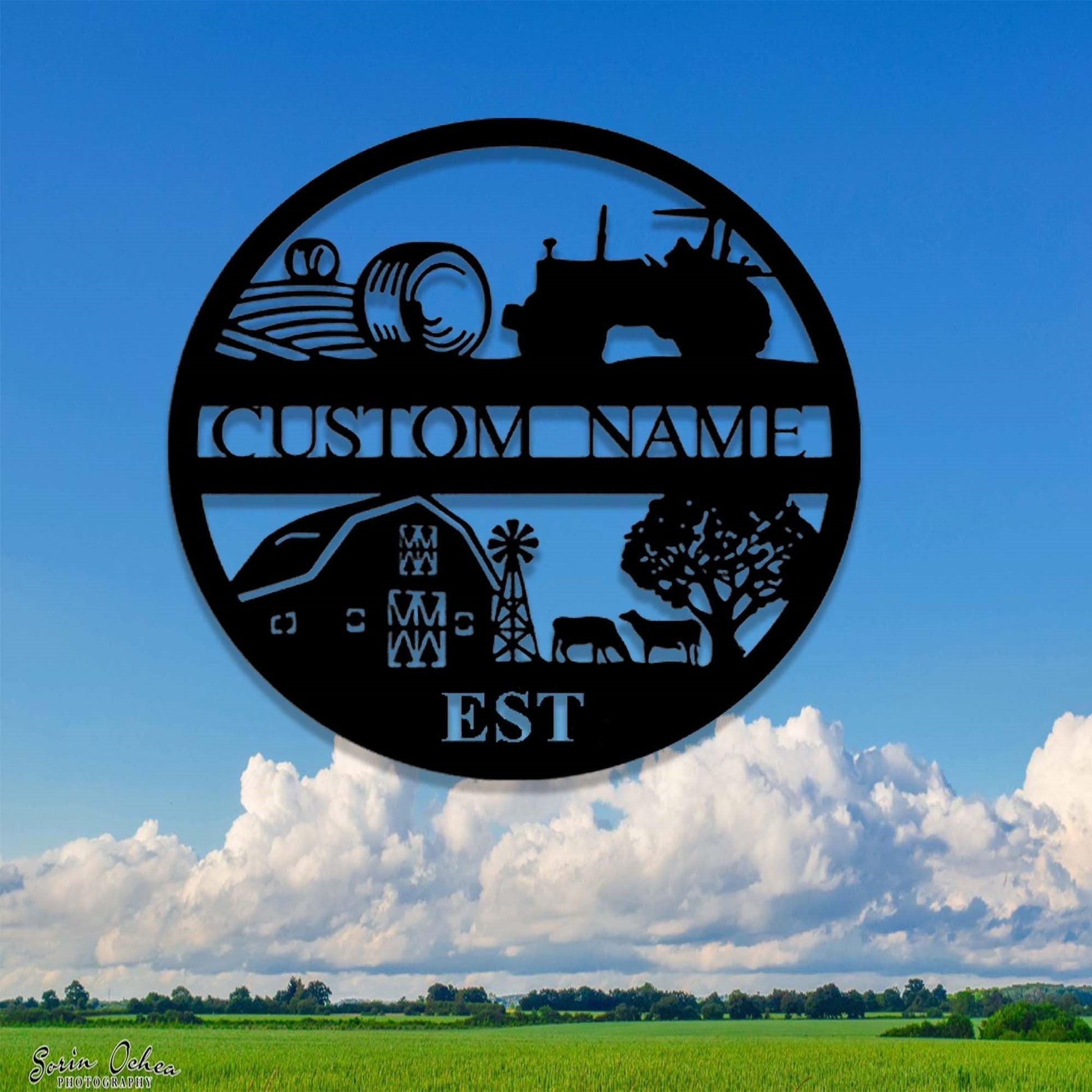 Custom Farm Metal Sign,Farm Entrance Tractor Sign,Personalized Farmhouse Sign,Metal Farmhouse Decor,Ranch Sign,Cabin Barn Decor,Farmer Gift