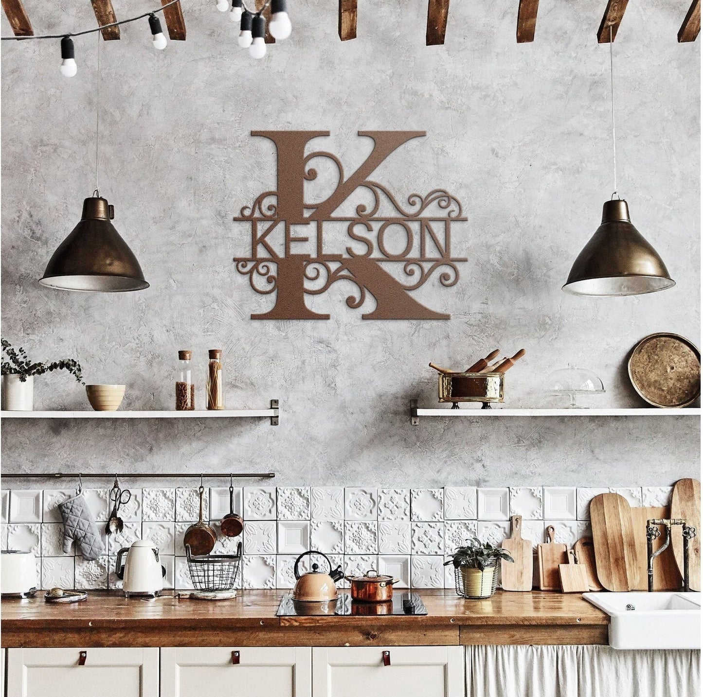Personalized Family Name Metal Sign, Large Metal Wall Art,Metal Monogram Sign, Last Name Sign, Housewarming Gift, Custom Metal Name Sign