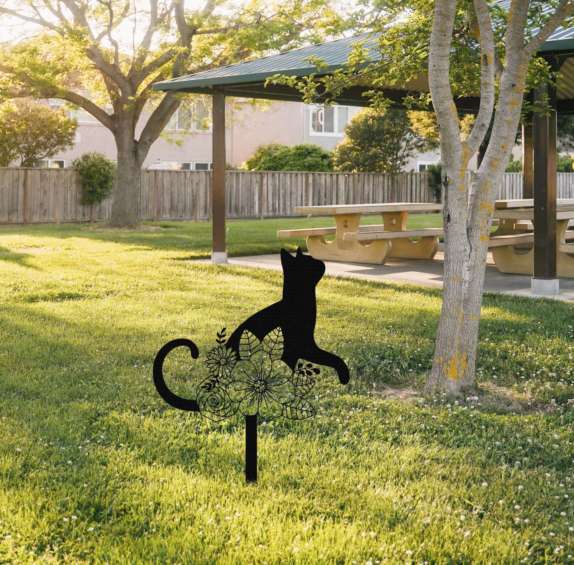 Pet Grave Markers Sign, Cat Memorial Stake, Metal Sign With Stake, Cat Loss Gift, Sympathy Sign, Remembrance Stake, Garden Decor, Flower Cat