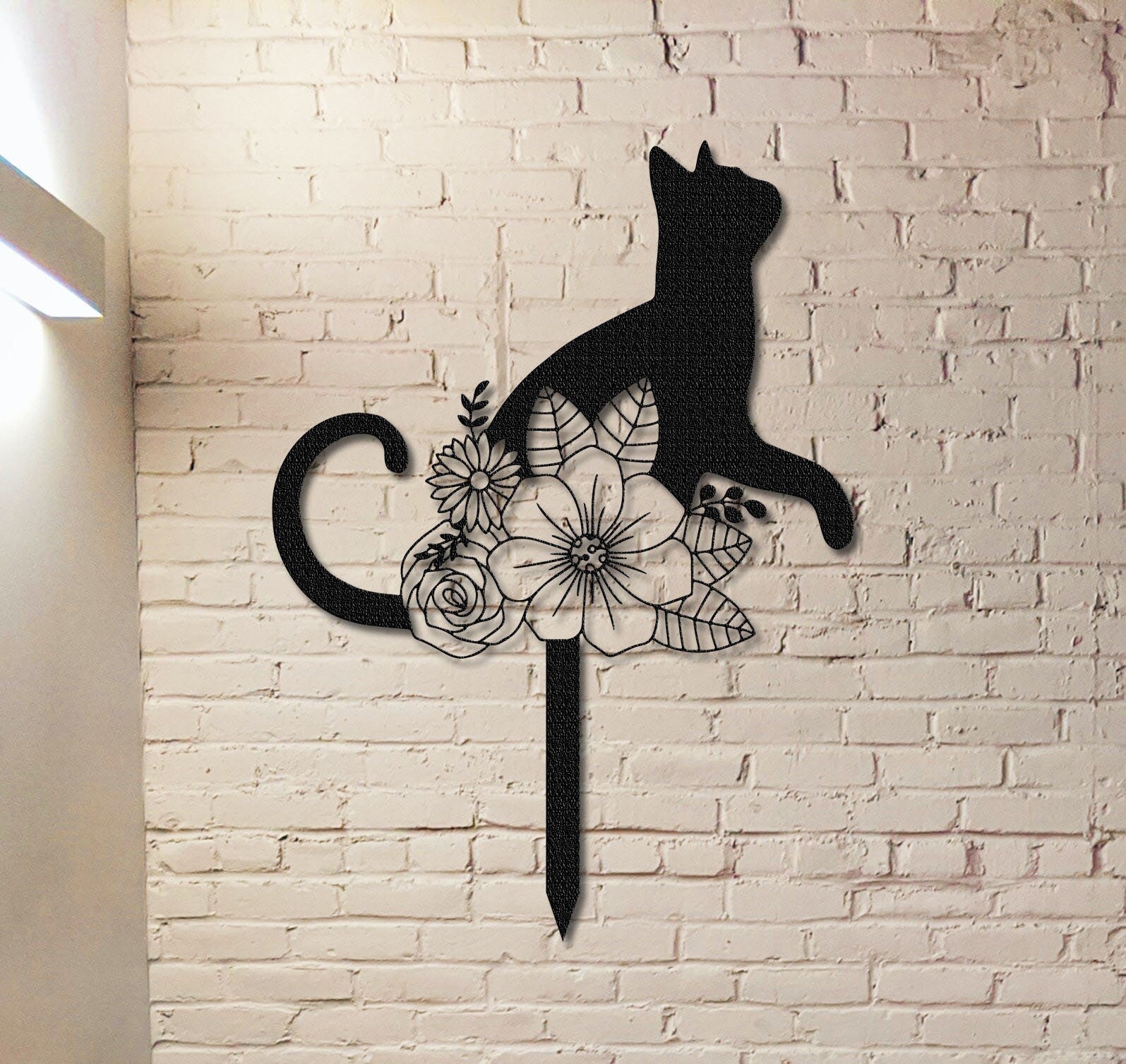 Pet Grave Markers Sign, Cat Memorial Stake, Metal Sign With Stake, Cat Loss Gift, Sympathy Sign, Remembrance Stake, Garden Decor, Flower Cat