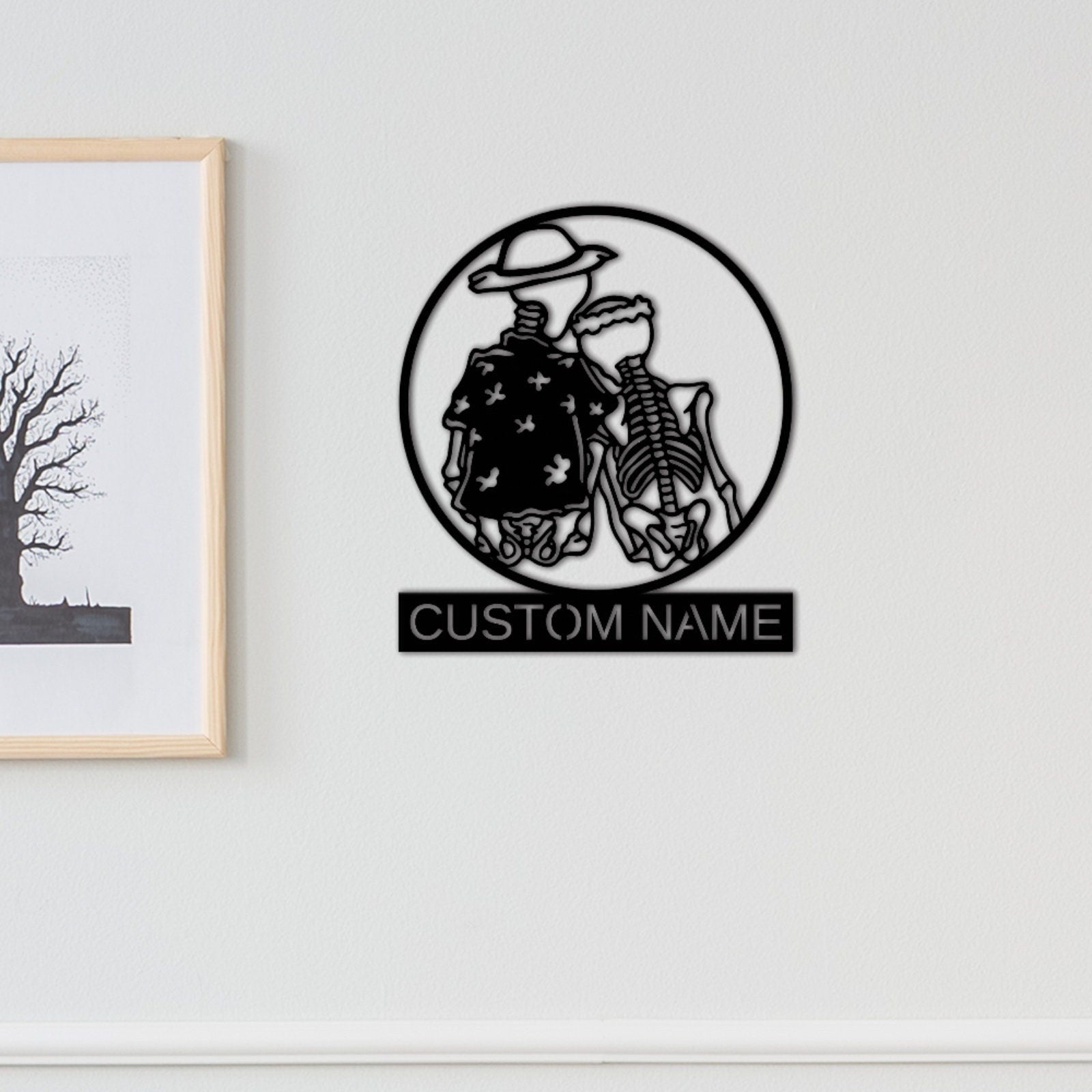 Sugar Skull Sign, Skull Lover Sign, Custom Skull Name Sign, Personalized Wall Art, Room Decoration, Indoor decor, Skull Wall Decor