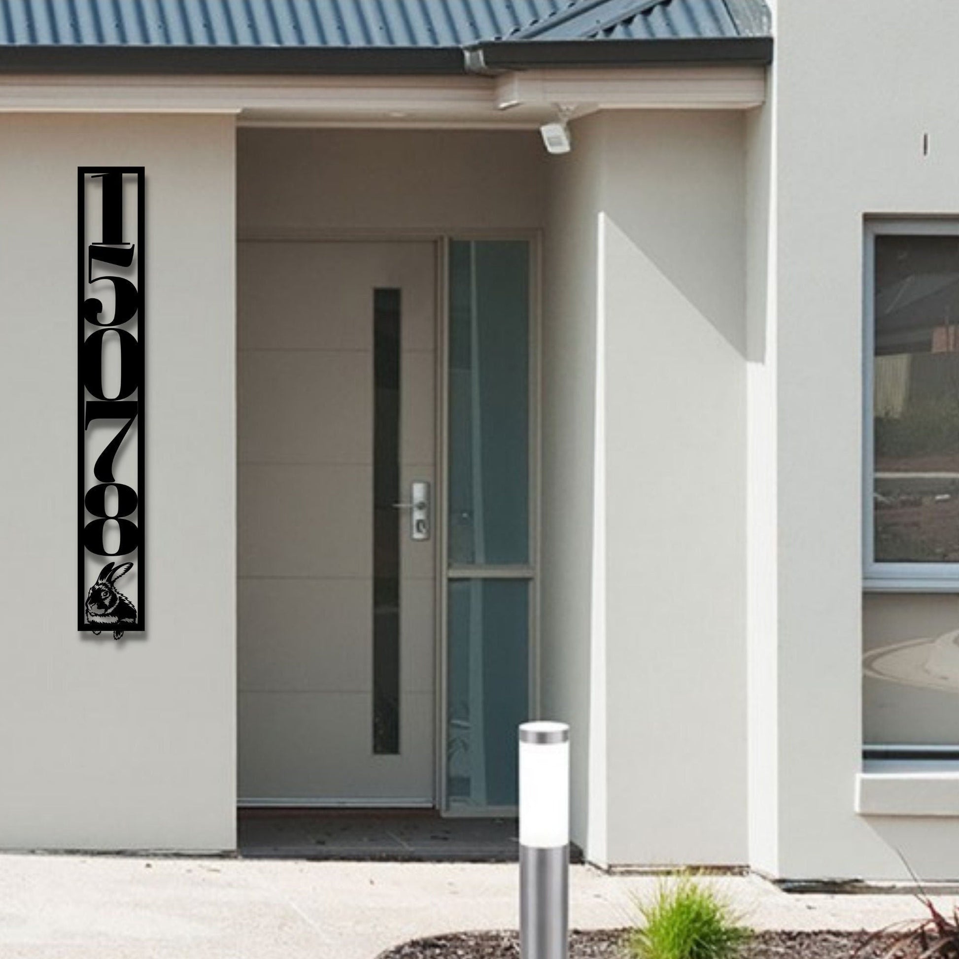 Custom Metal Address Sign, Vertical Address Sign, House Numbers Metal Sign, Rabbit Address Sign, Bunny Metal Address Plaque, Large Sign