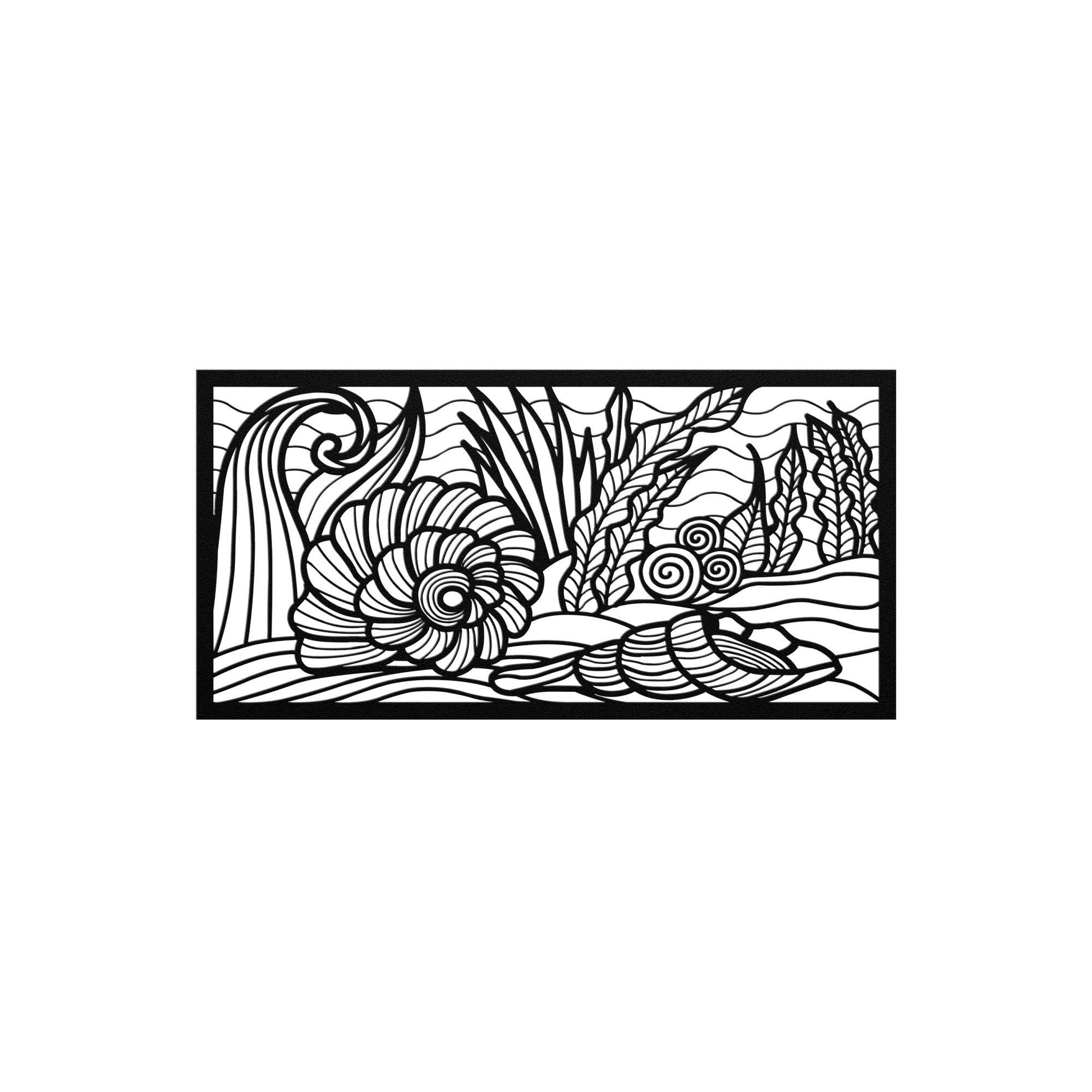 Underwater Seashells Metal Wall Art, Nautical Undersea Wall Decor, Ocean Metal Wall Art, Coral Reefs Wall Decor, Underwater Wall Sign