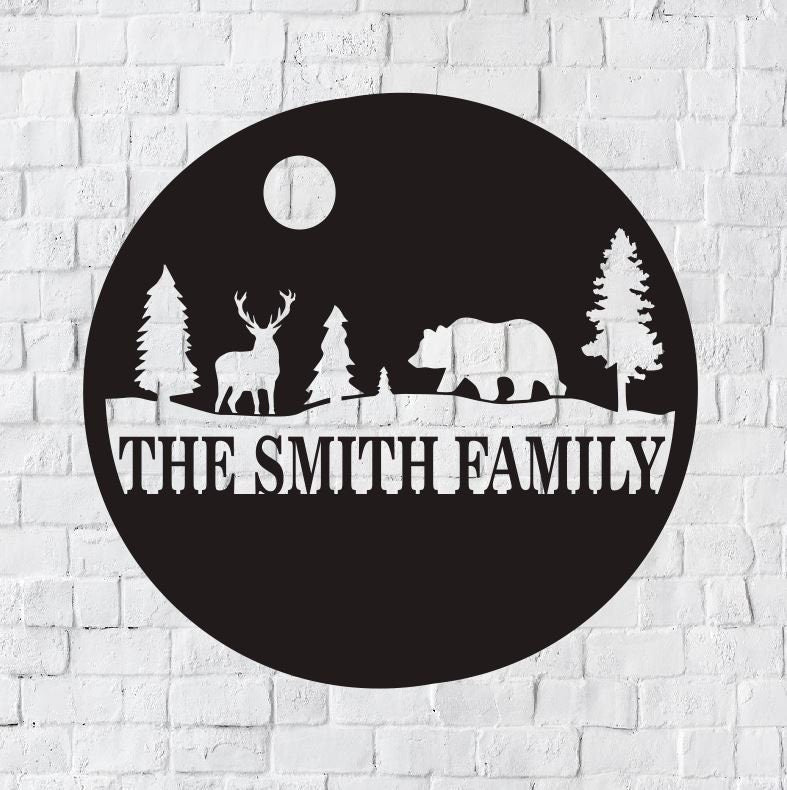 Personalized Family Name Metal Sign | Housewarming Gift | Door Hanger | Wedding Gift | Nature Metal Monogram Sign | Nature Metal Sign