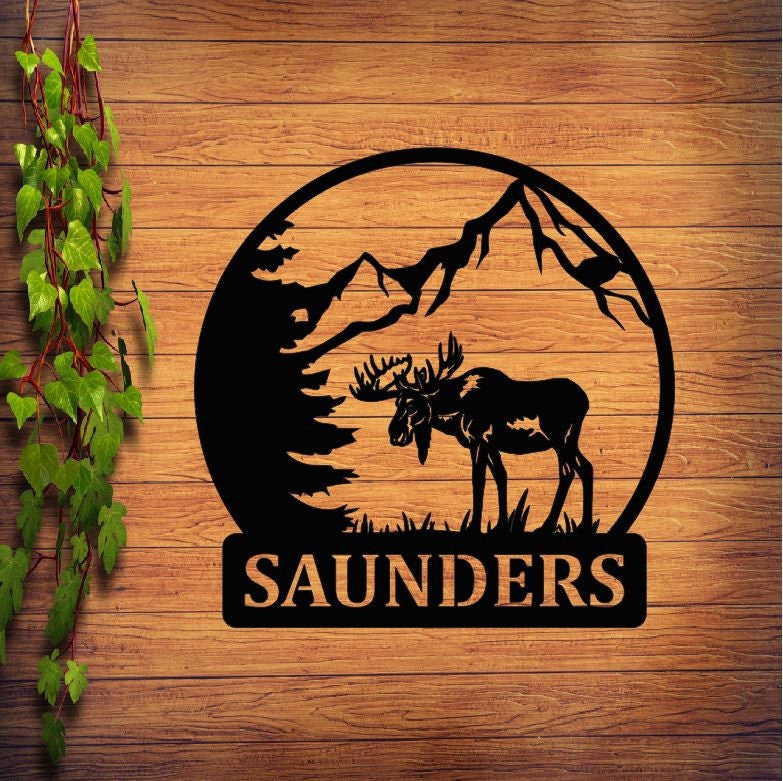 Personalized Family Name Metal Sign | Housewarming Gift | Door Hanger | Wedding Gift | Nature Metal Monogram Sign | Nature Metal Sign