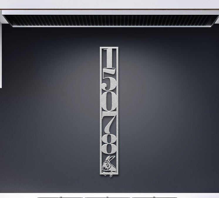 Vertical Metal Address Sign, Custom Address Sign, House Numbers Metal Sign, Rabbit Address Sign, Bunny Metal Address Plaque, Large Sign