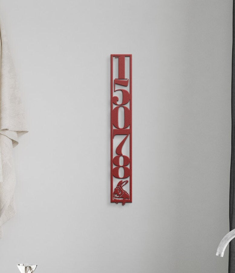 Vertical Metal Address Sign, Custom Address Sign, House Numbers Metal Sign, Rabbit Address Sign, Bunny Metal Address Plaque, Large Sign