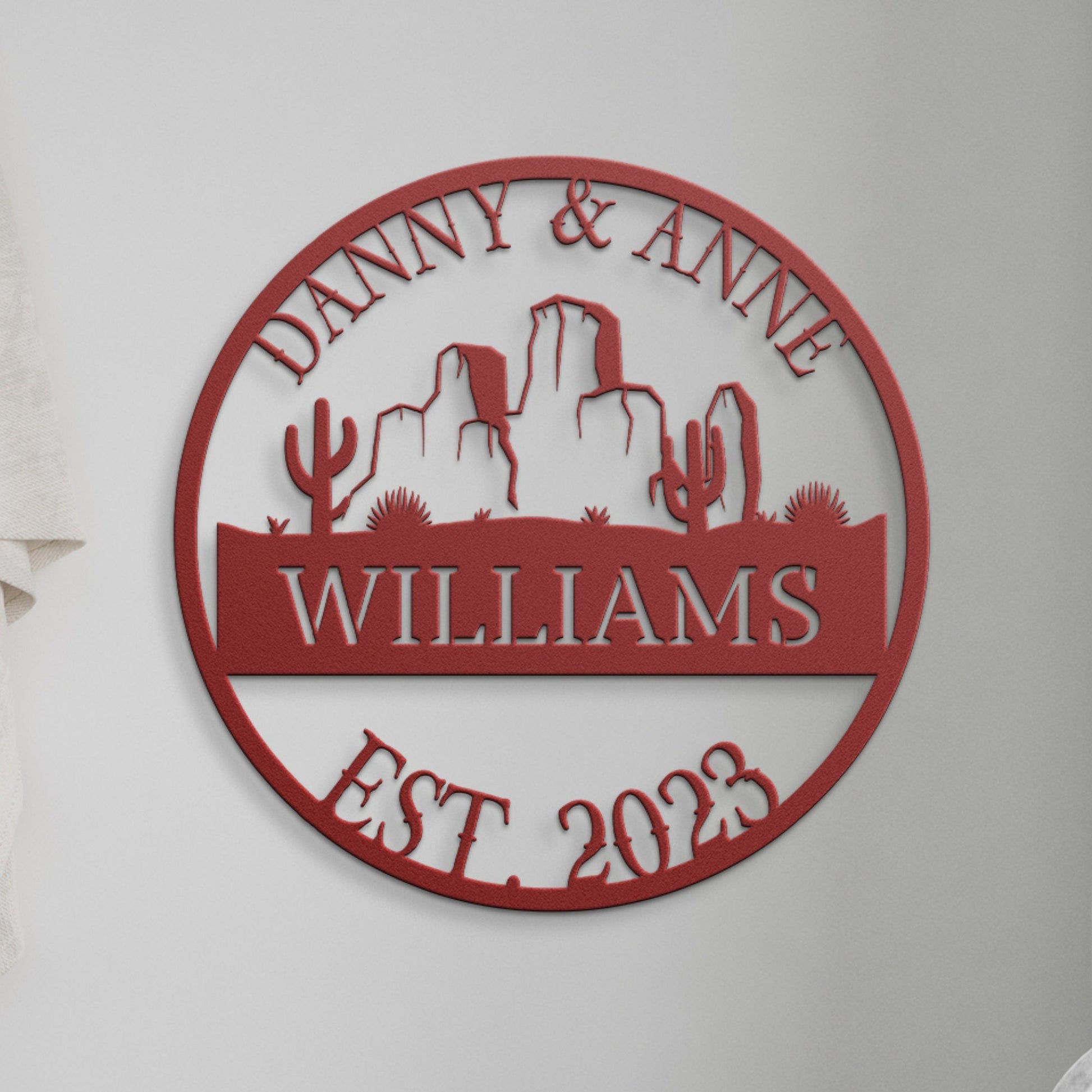 Arizona Metal Wedding Sign, Last Name Established Sign, Family Name Sign, Metal Sign Custom, Couple Gift, Texas Personalized Sign