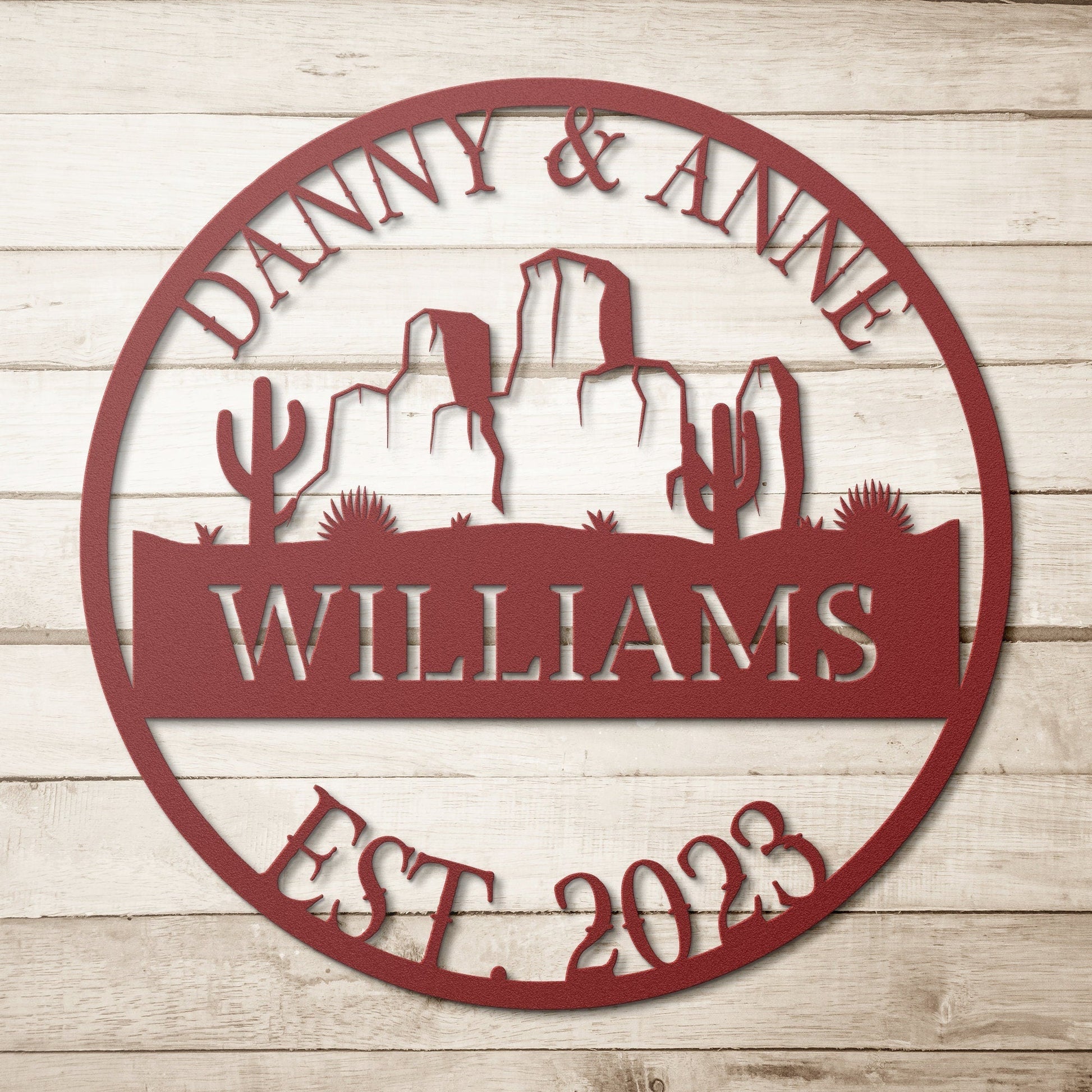 Arizona Metal Wedding Sign, Last Name Established Sign, Family Name Sign, Metal Sign Custom, Couple Gift, Texas Personalized Sign